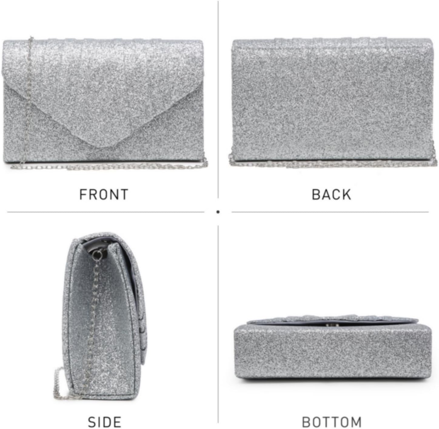 Women's Evening Bag Pleated Envelope Clutch Handbag Wedding Party Bridal Purse