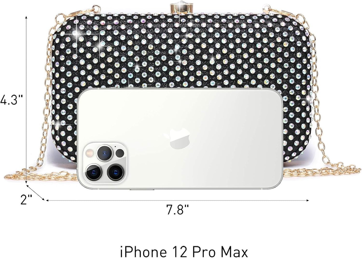 Womens Rhinestone Clutch Purse Sparkling Evening Bag with Crystal Clasp for Formal Prom Party Wedding