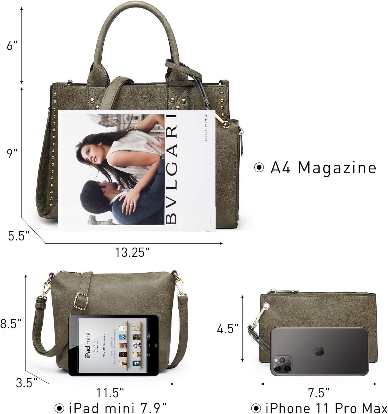 Purses Handbags for Women Tote Wallet Set Top Handle Satchel Shoulder Hobo Bag 3pcs