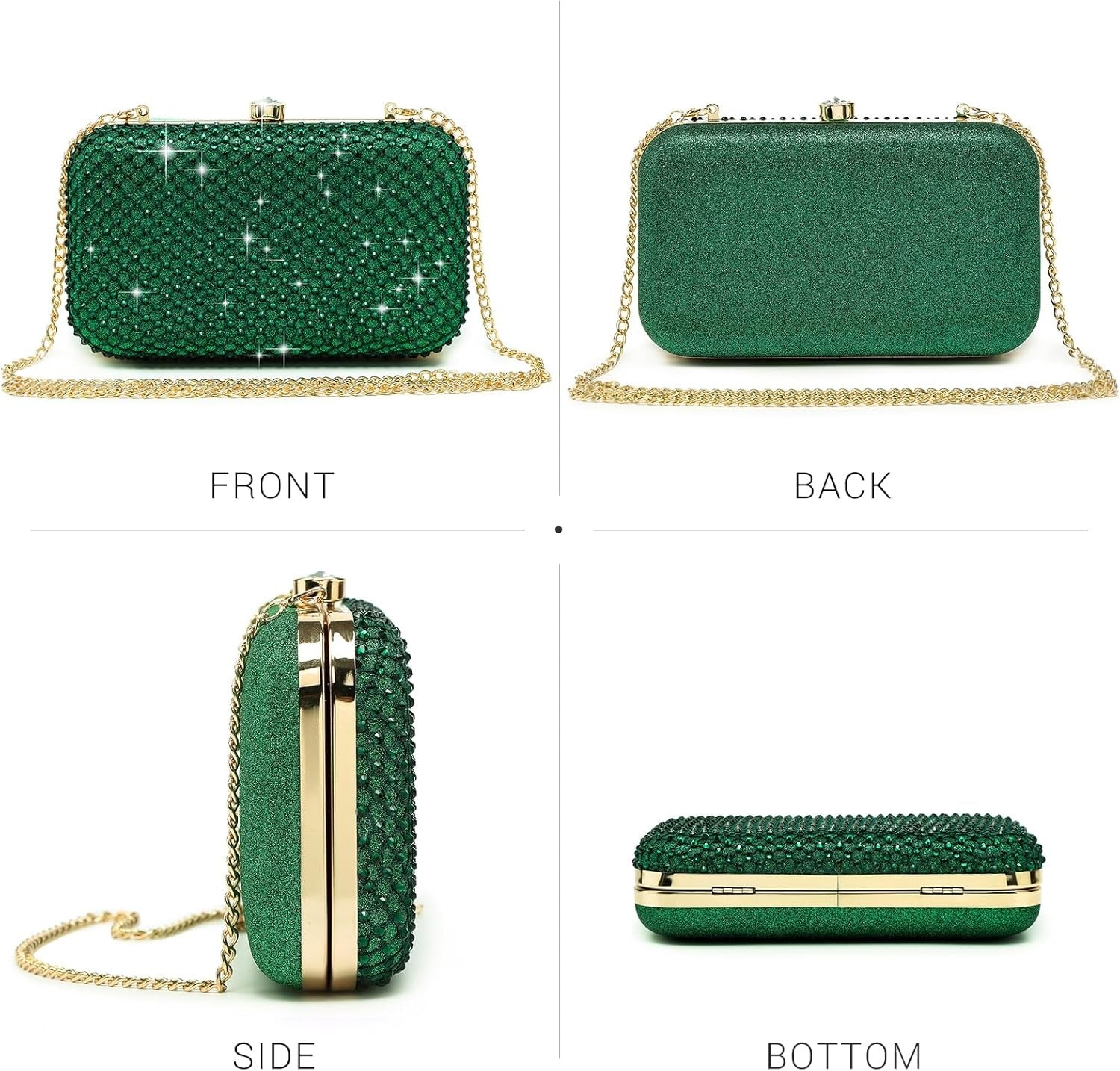 Womens Rhinestone Clutch Purse Sparkling Evening Bag with Crystal Clasp for Formal Prom Party Wedding