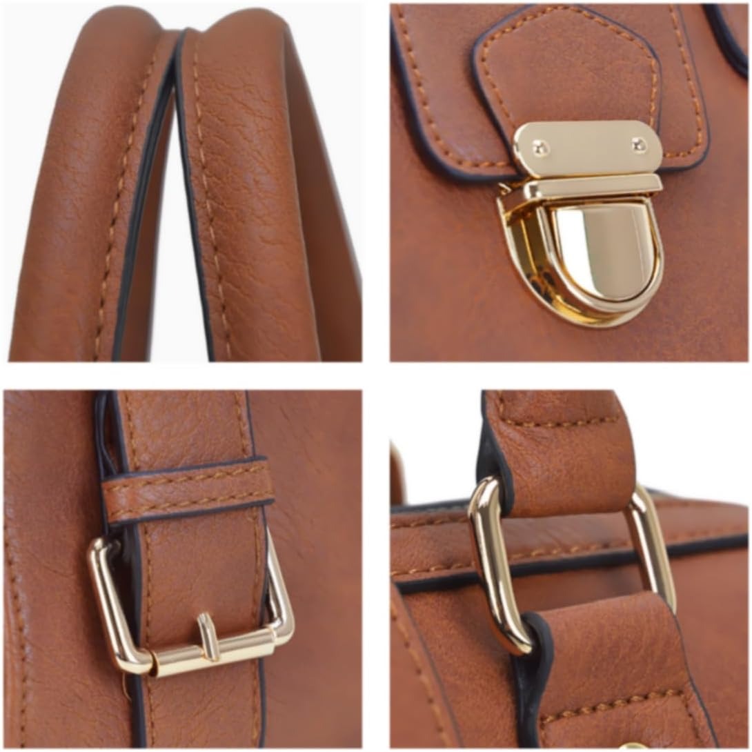 Women Barrel Handbags Fashion Satchel Bags Top Handle Shoulder Purses Vegan Leather Work Tote