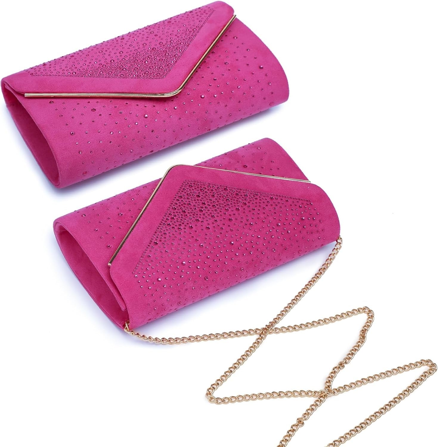 Women Rhinestone Evening Bag Faux Suede Clutch Formal Party Sparkly Purses Cocktail Wedding Handbag