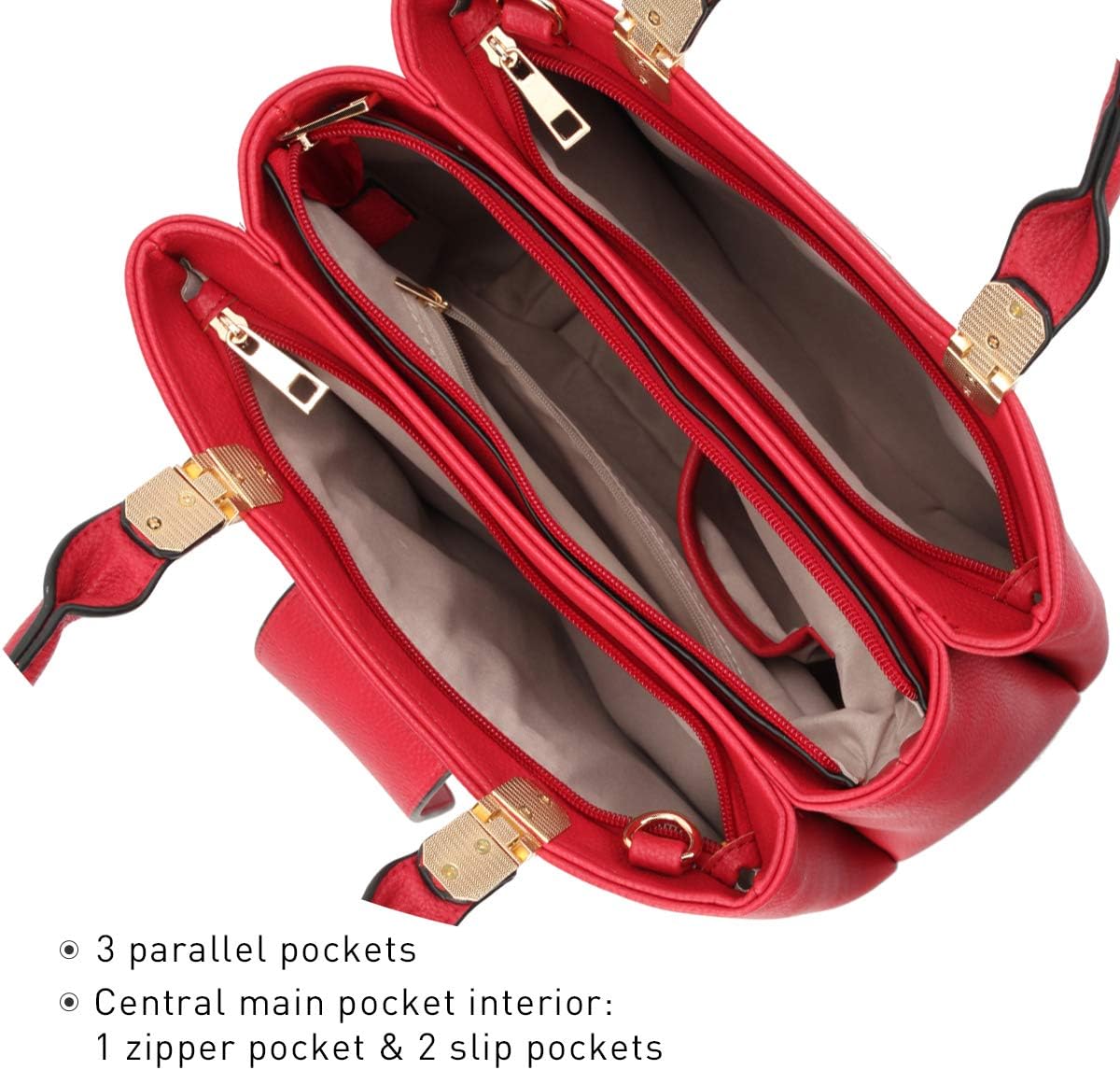 Women Satchel Handbags Top Handle Purse Medium Tote Bag Vegan Leather Shoulder Bag