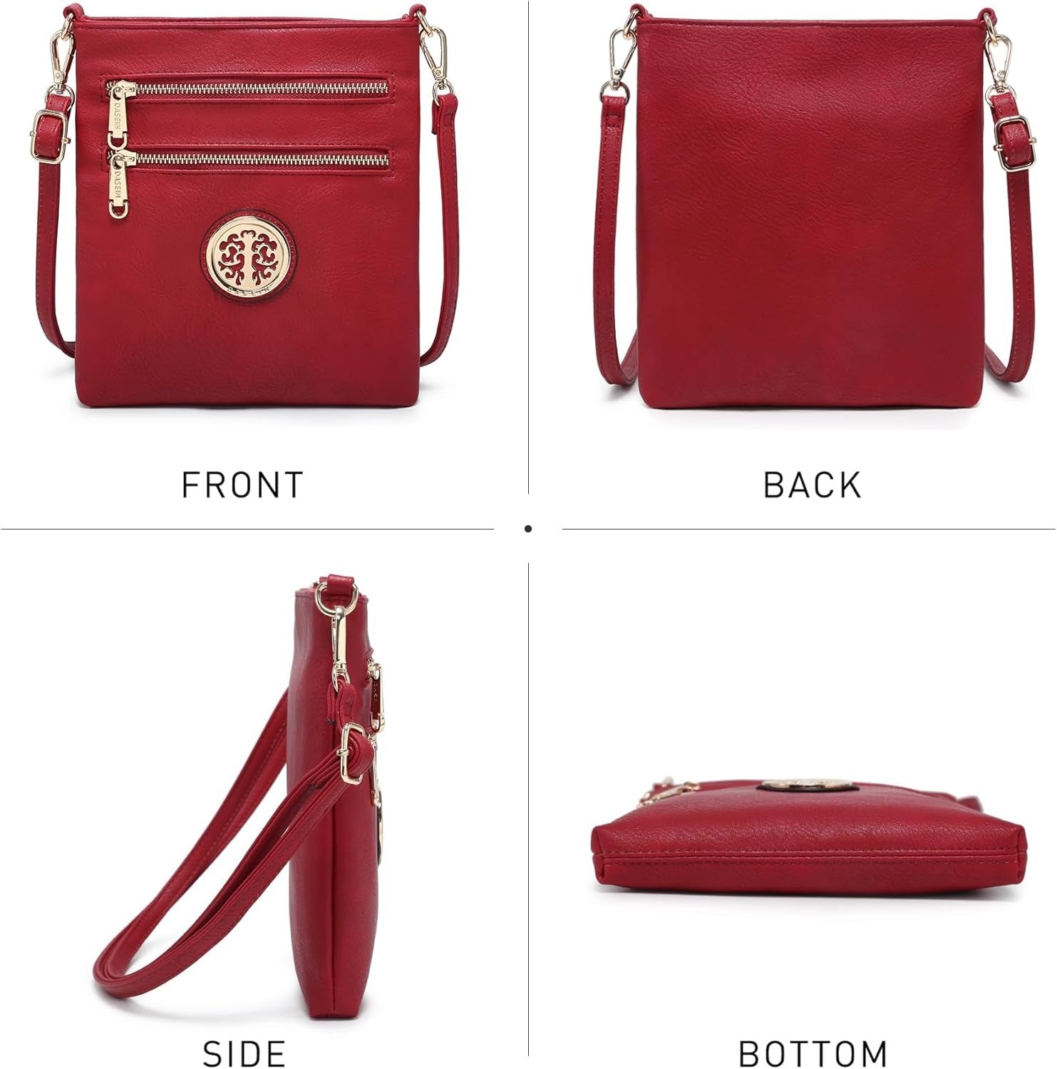 Women Small Crossbody Bag Lightweight Shoulder Purses Multi Zipper Pockets Phone Purse Handbag