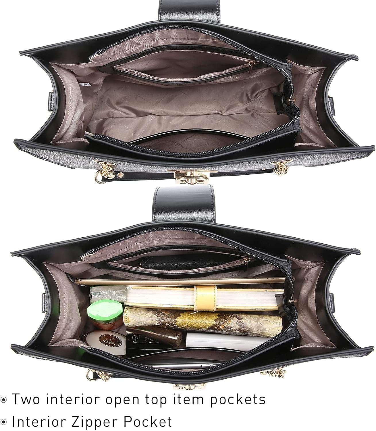 Leather Handbag Tote Hobo Bag for Women Shoulder Purse Top Handle Satchel Bag with Matching Clutch