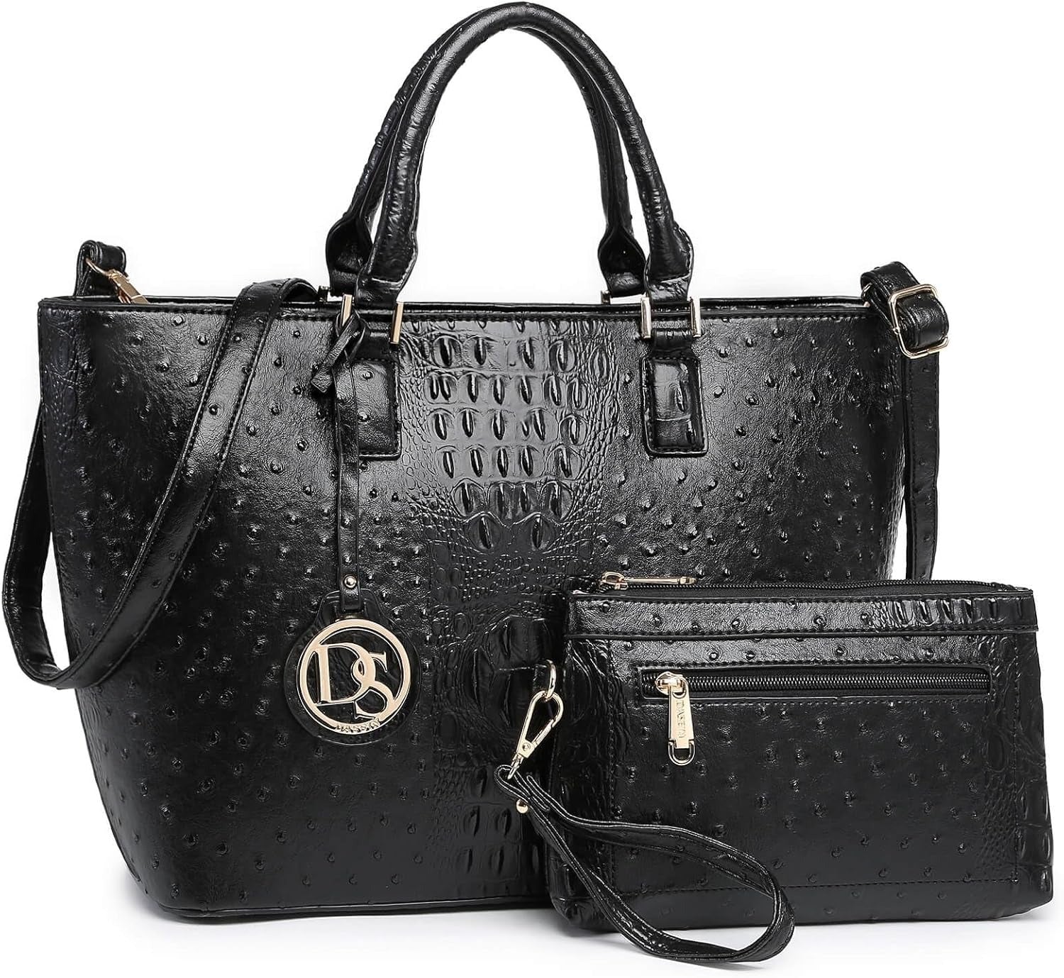 Women Satchel Purse Handbag Shoulder Bag Work Tote Bag with Matching Clutch