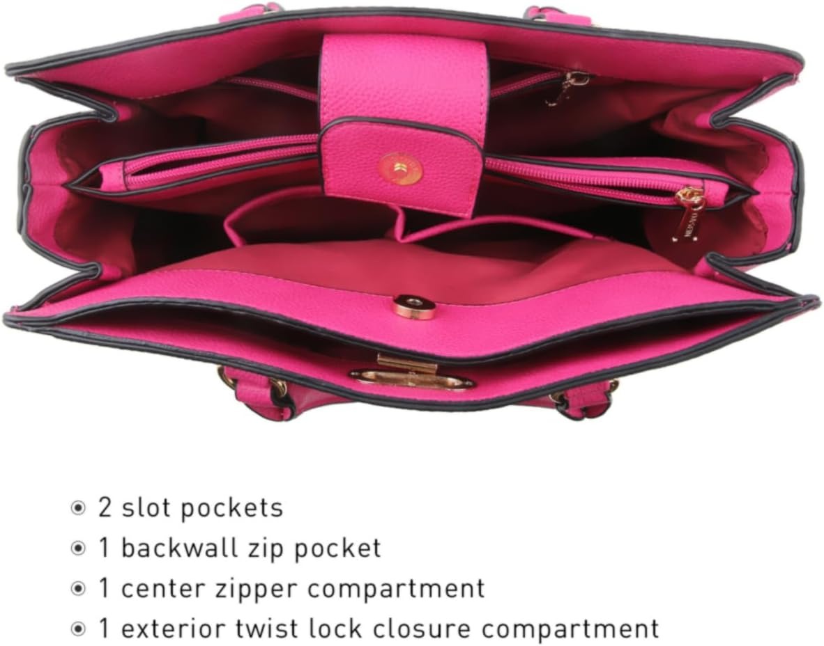 Women Handbags Purses Ladies Work Purse Satchel Tote Top Handle Shoulder Bags with Matching Clutch