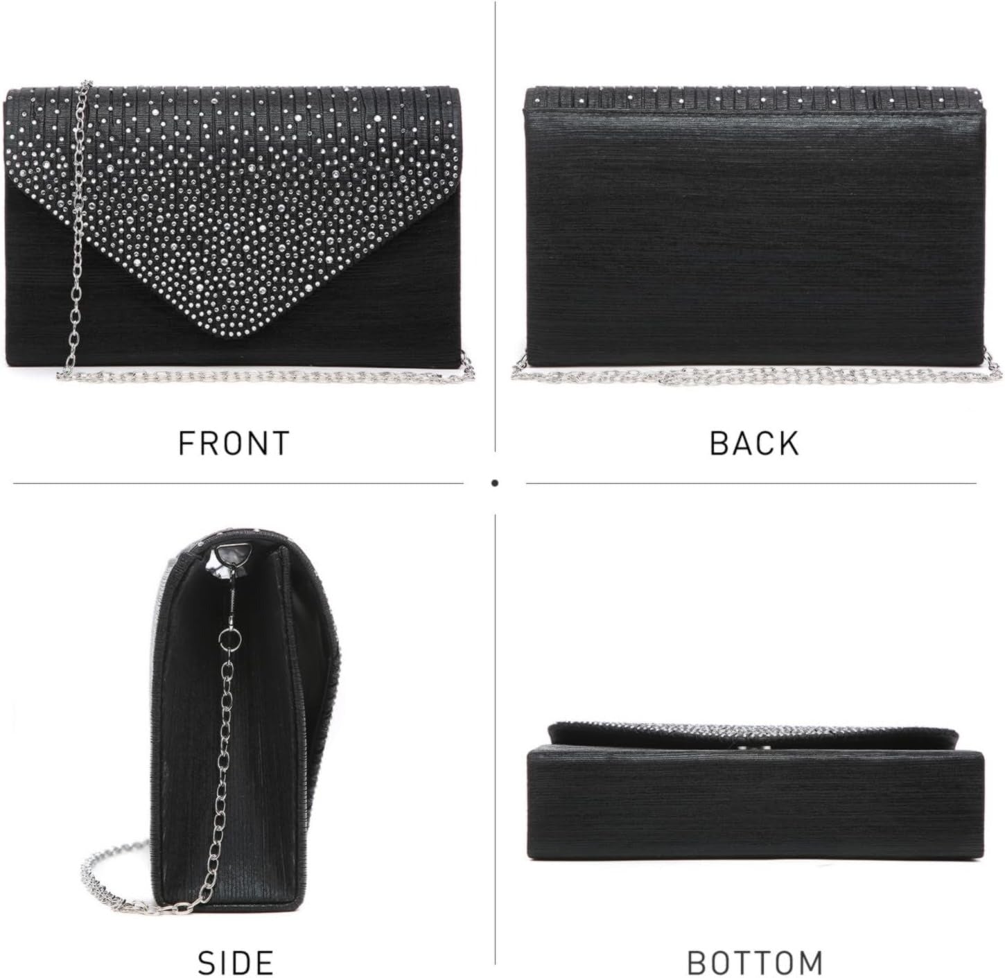 Ladies Frosted Satin Evening Clutch Purse Bag Crossbody Handbags Party Prom Wedding Envelope