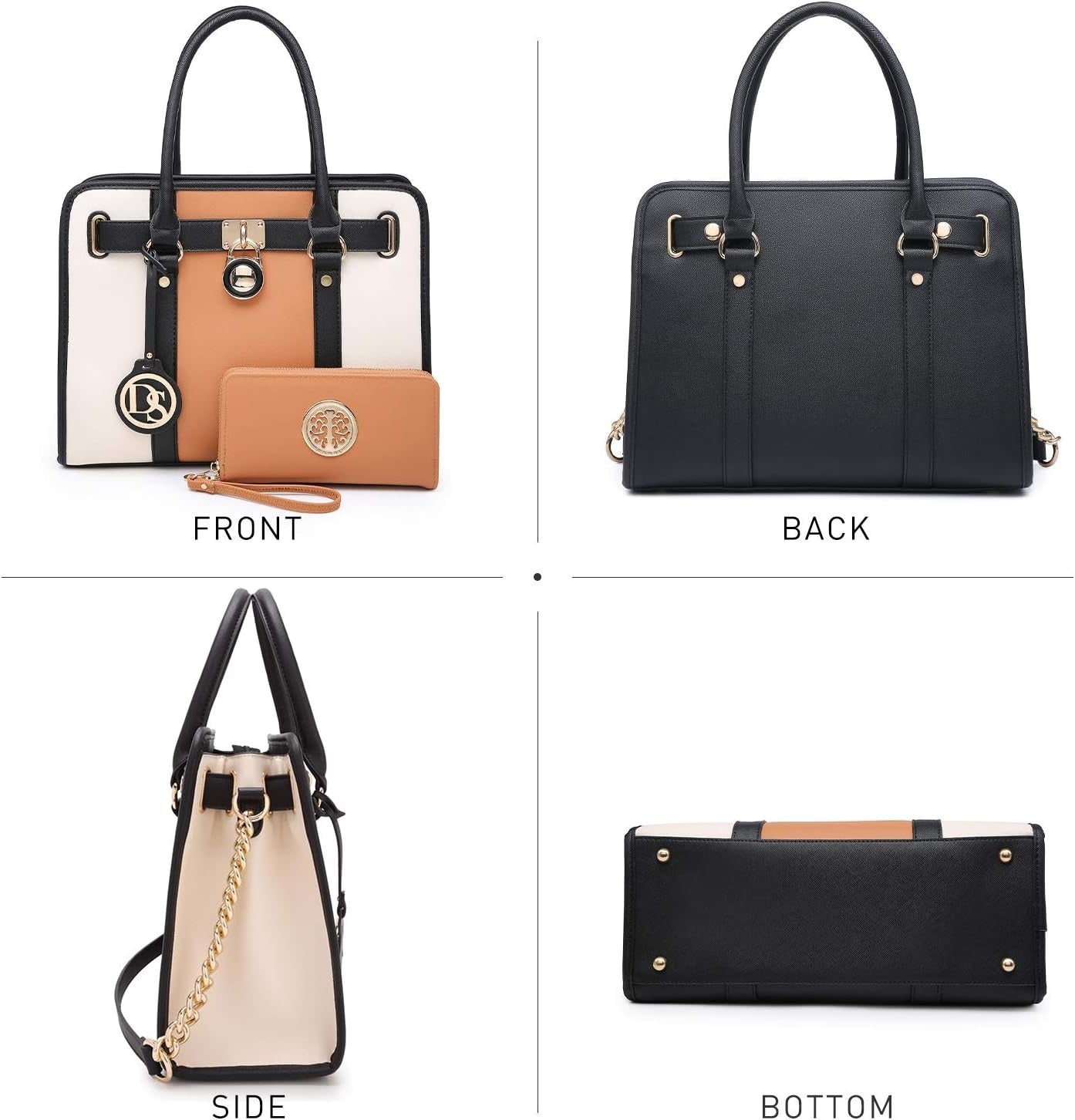 Handbags Purses Set for Women Top Handle Satchel Shoulder Bags Large Work Tote Bag with Matching Wallet