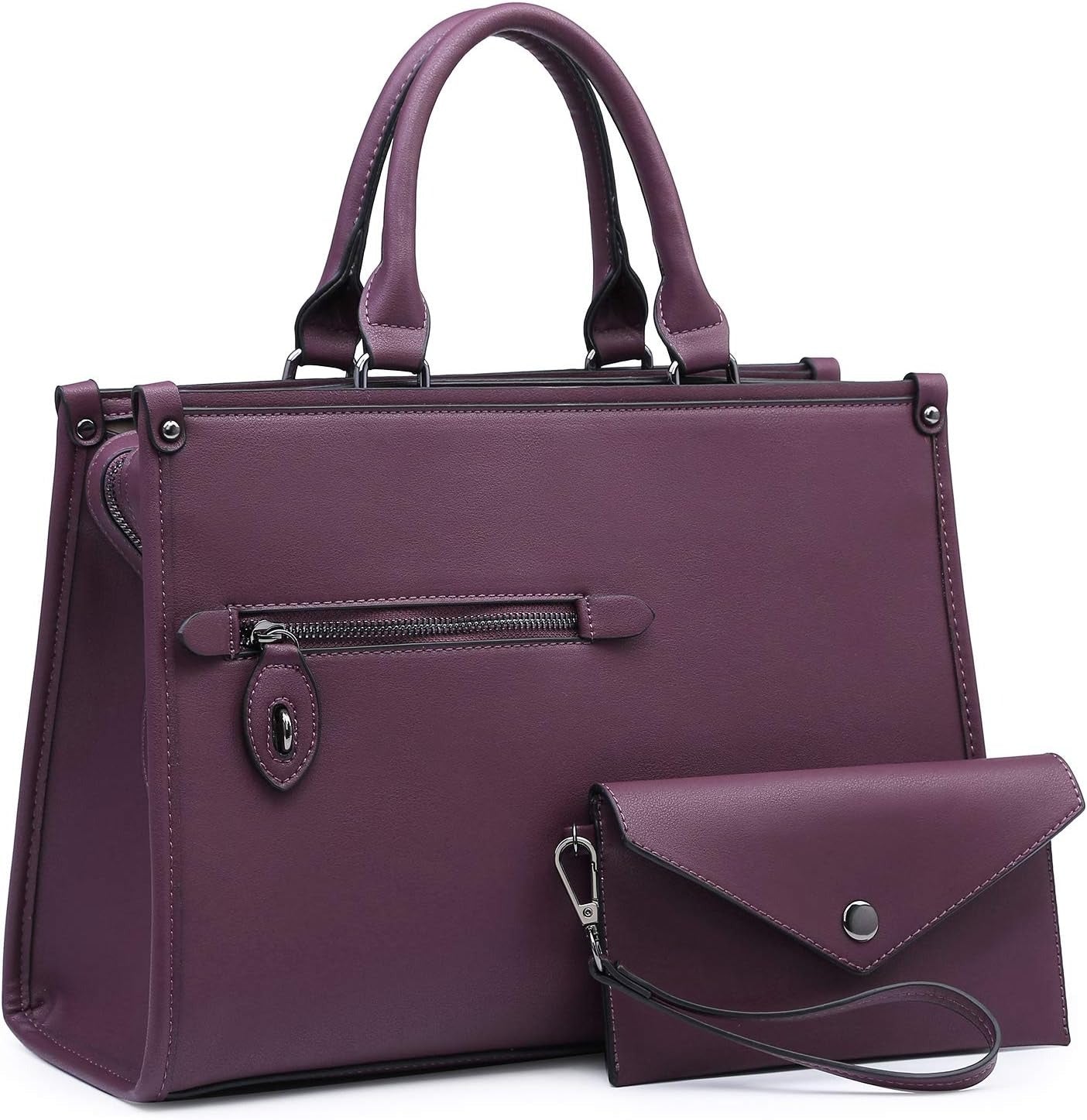 Women Purses Satchel Handbags Top Handle Bags Work Tote Shoulder Bag With Long Strap Matching Wallet | Work Tote, With Long Strap, Matching Wallet