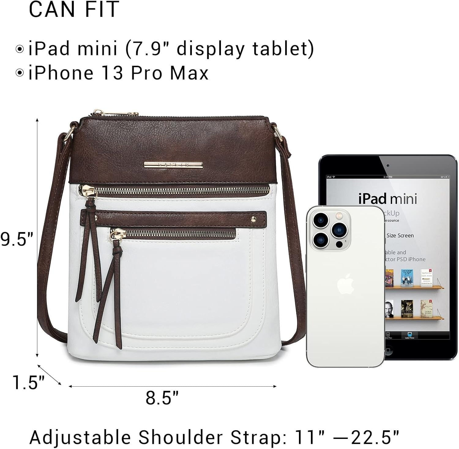 Crossbody Purse for Women Vegan Leather Shoulder Handbags Messenger Bags with Multi Zipper Pockets