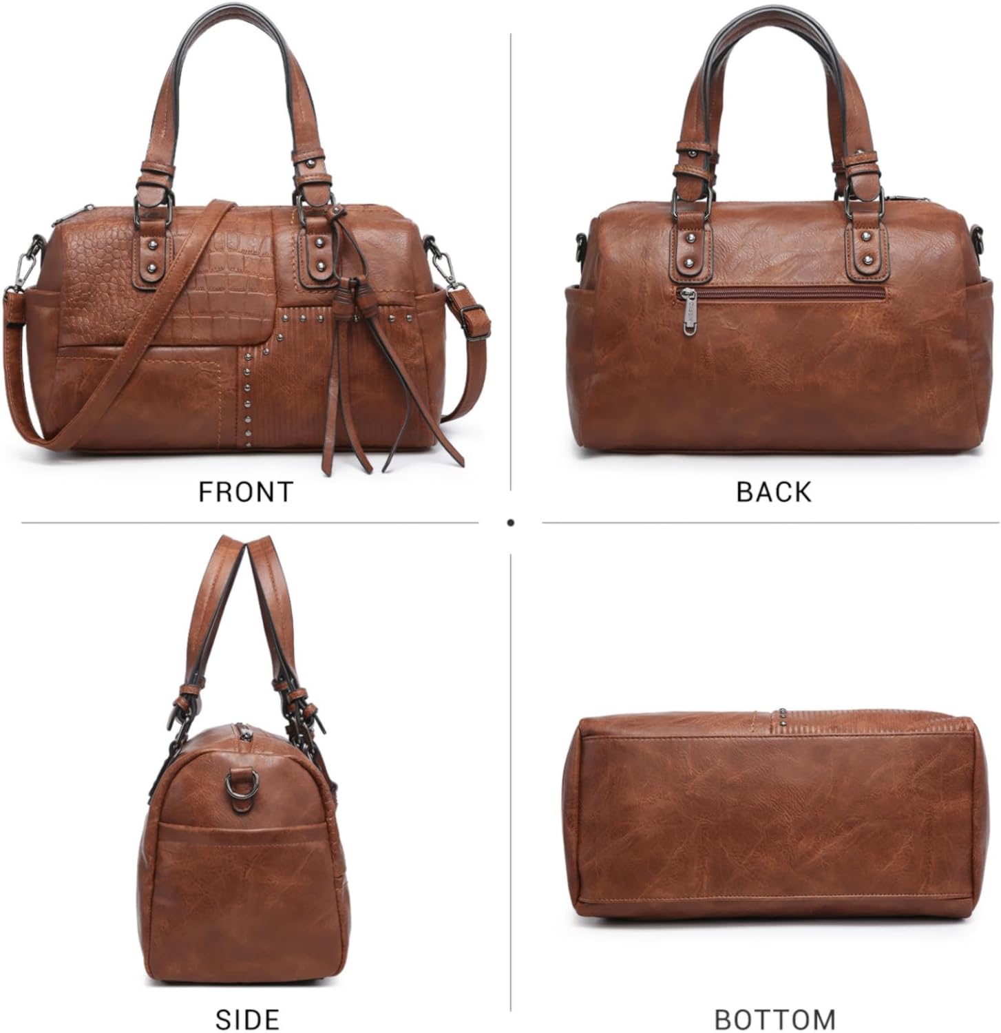 Women Soft Vegan Leather Barrel Bags Large Hobo Top Handle Work Totes Satchel Handbags Shoulder Purse