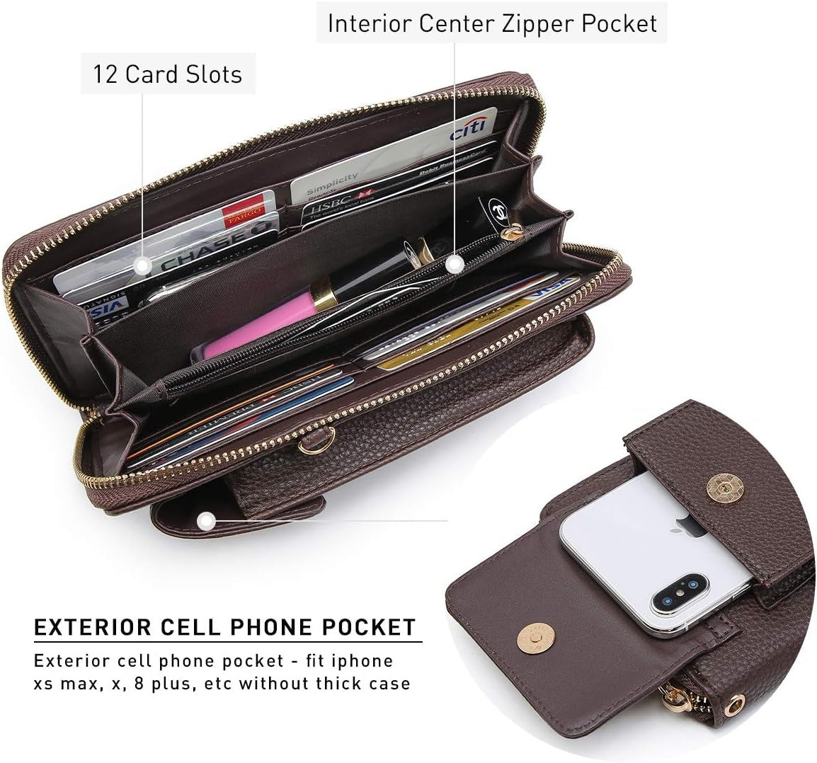 Crossbody Bag Phone Purse Handbag for Women Shoulder Bag Credit Card Wristlet Wallet with Multi Pockets