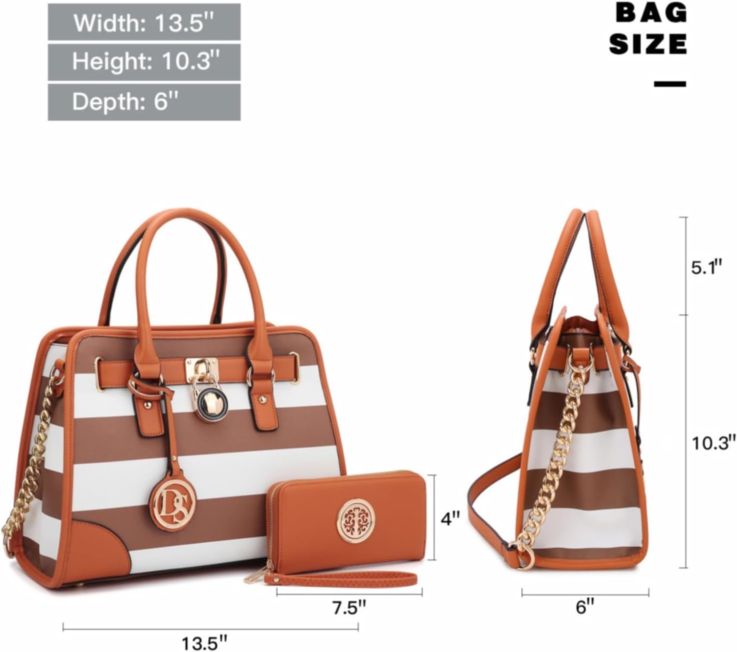 Women Handbags Top Handle Satchel Purse Shoulder Bag Hobo Bag Work Bag Set 2pcs