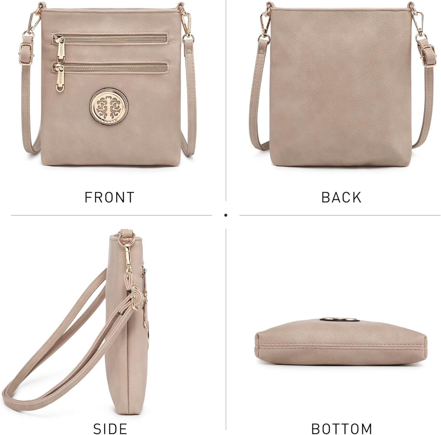 Women Small Crossbody Bag Lightweight Shoulder Purses Multi Zipper Pockets Phone Purse Handbag