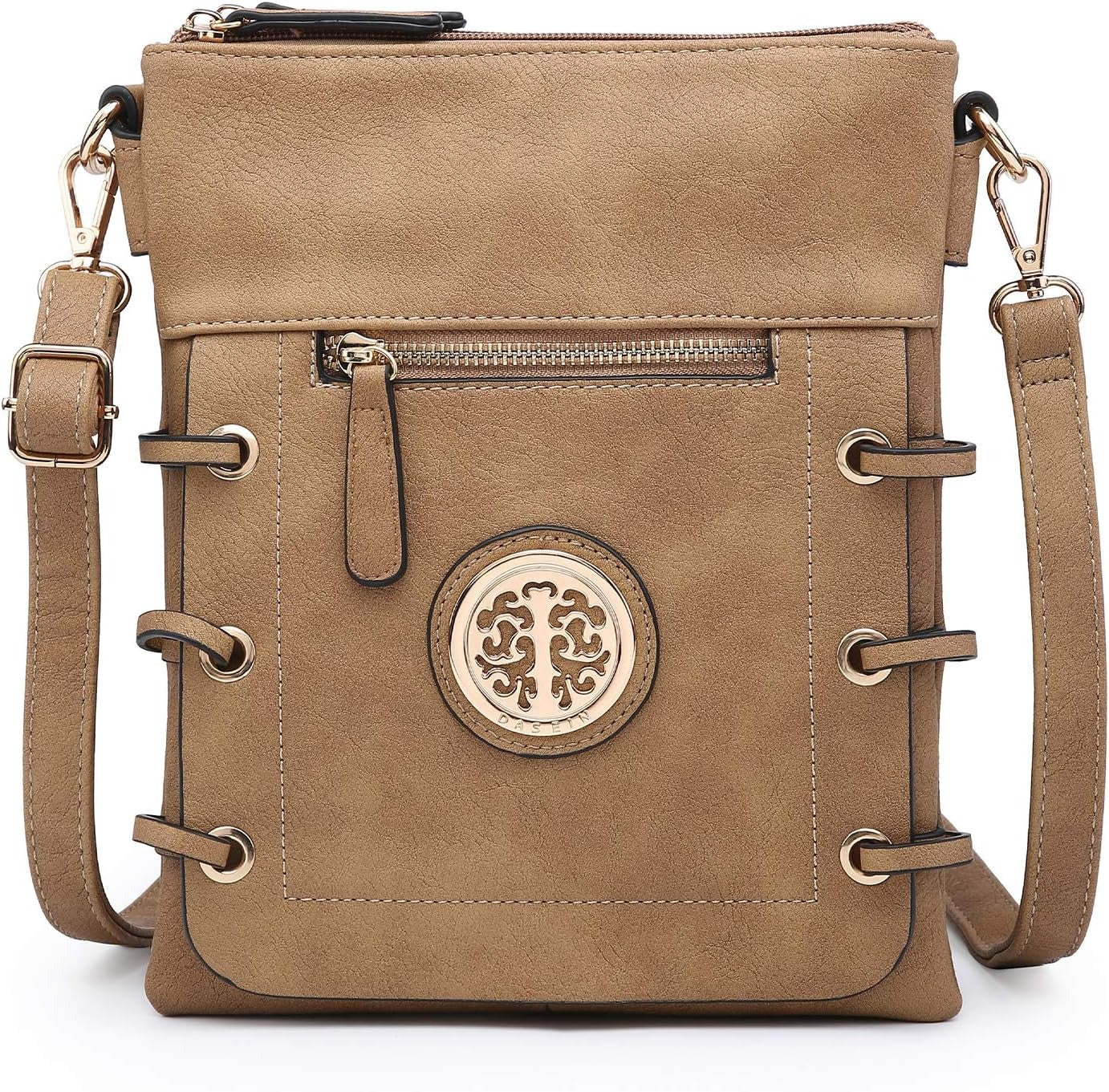 Women Lightweight Shoulder Purse Soft PU Leather Crossbody Bag Multi Pocket Travel Purses with Double Zipper