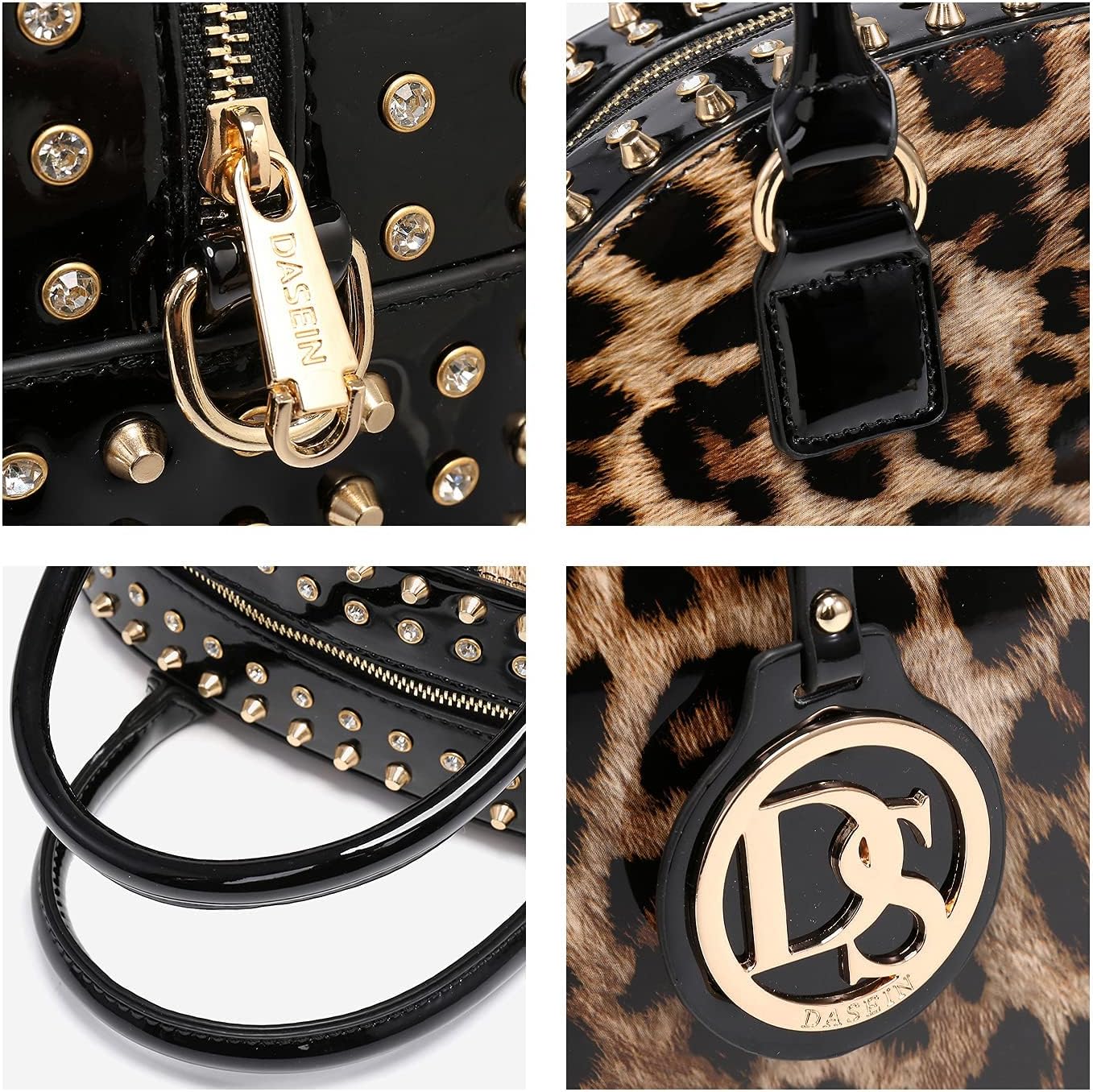 Women Patent Leather Purses Handbags Dome Satchel Purse Work Tote Structured Shoulder Bag with Long Strap