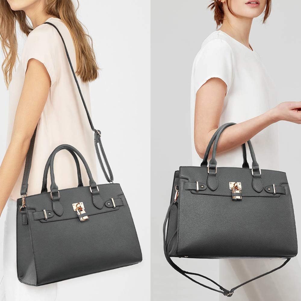 Women Handbags and Purses Ladies Shoulder Bag Top Handle Satchel Tote Work Bag with Matching Clutch