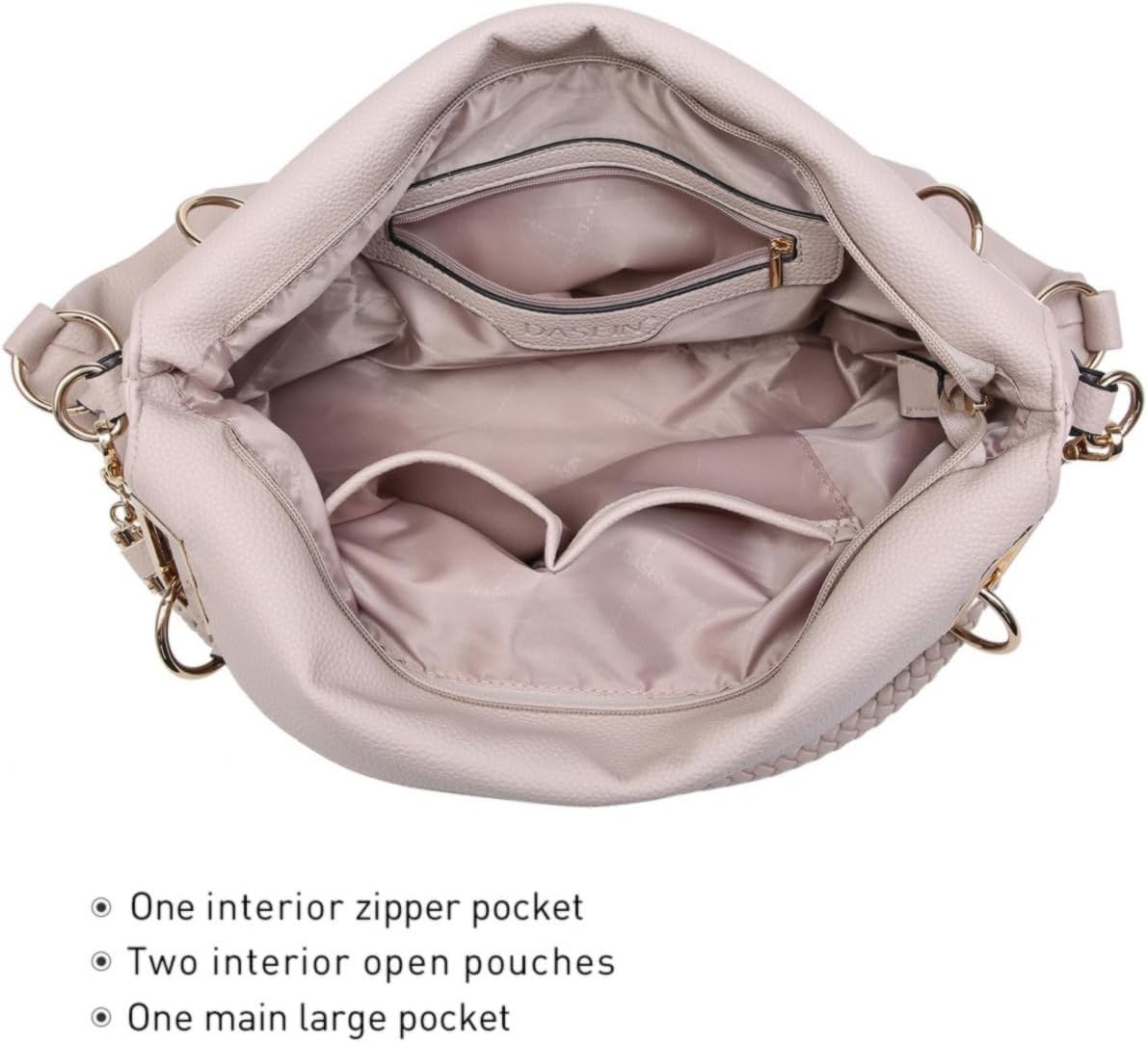 Women's Large Hobo Bag with Rhinestone Accents Vegan Leather Tote Purse Shoulder Handbag for Ladies