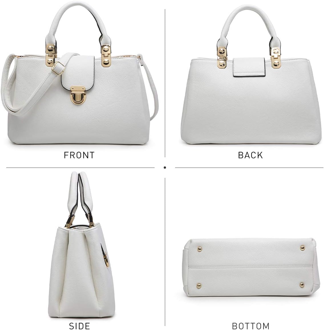 Women Satchel Handbags Top Handle Purse Medium Tote Bag Vegan Leather Shoulder Bag