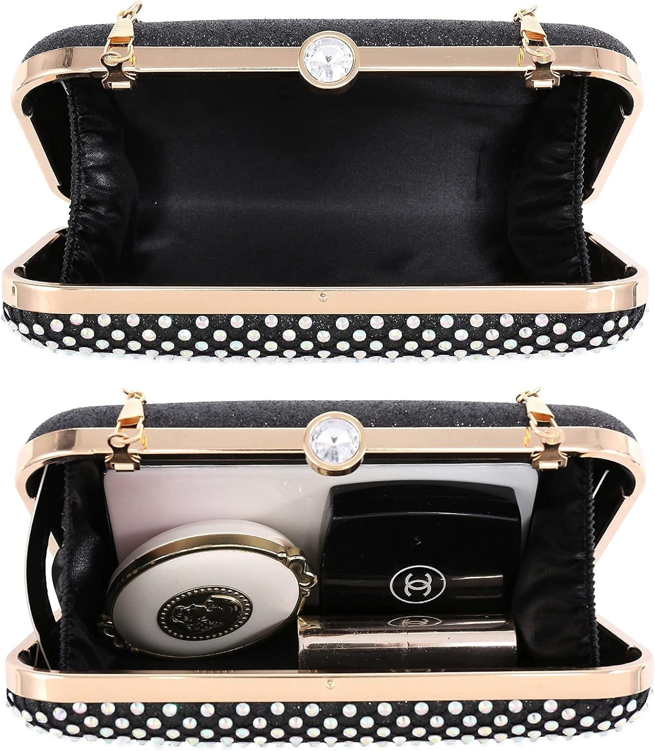 Womens Rhinestone Clutch Purse Sparkling Evening Bag with Crystal Clasp for Formal Prom Party Wedding