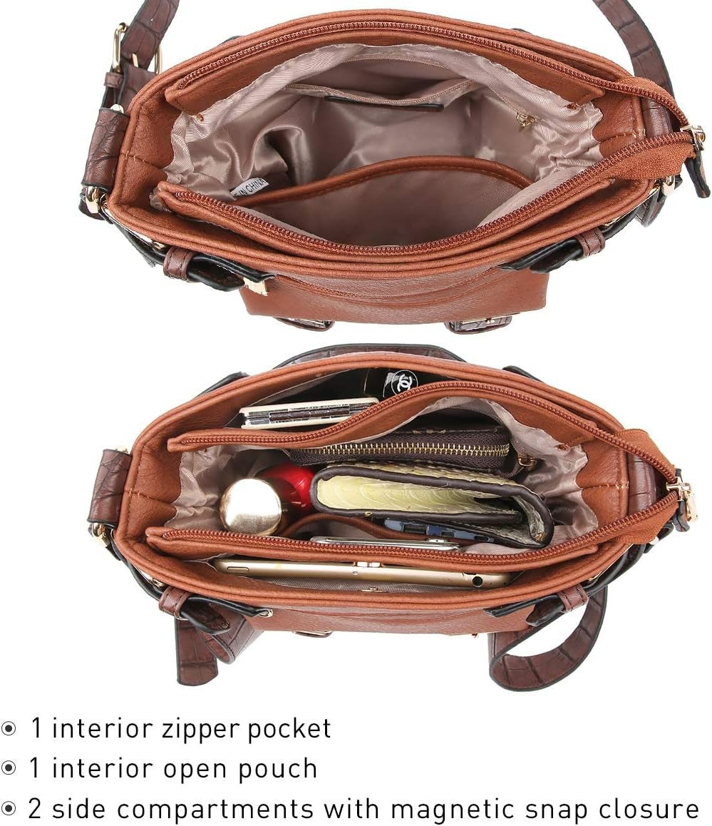 Women Lightweight Crossbody Bags Soft Vegan Leather Messenger Bag Shoulder Bag Travel Purse