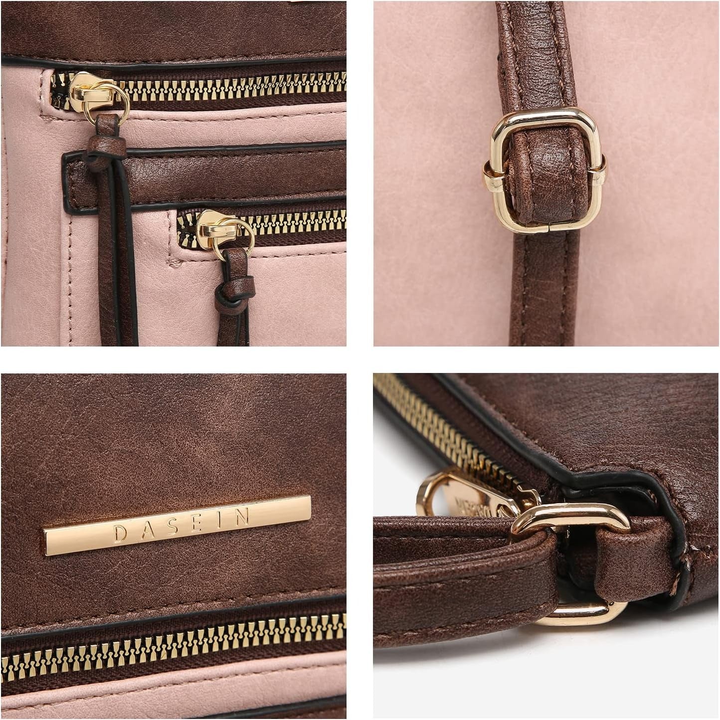 Crossbody Purse for Women Vegan Leather Shoulder Handbags Messenger Bags with Multi Zipper Pockets