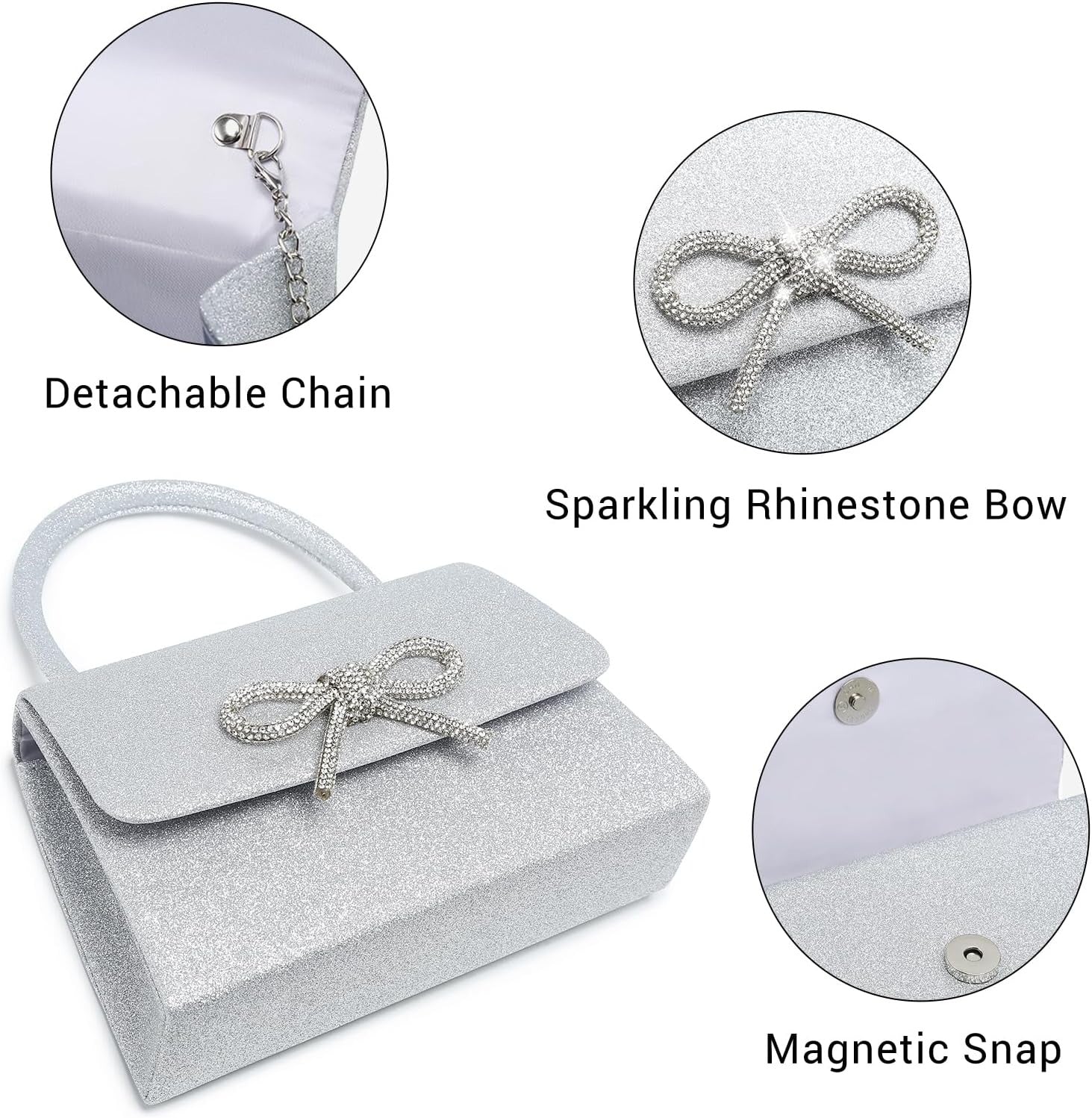 Women's Evening Bag Party Clutches Wedding Purses Cocktail Prom Handbags with Frosted Glittering