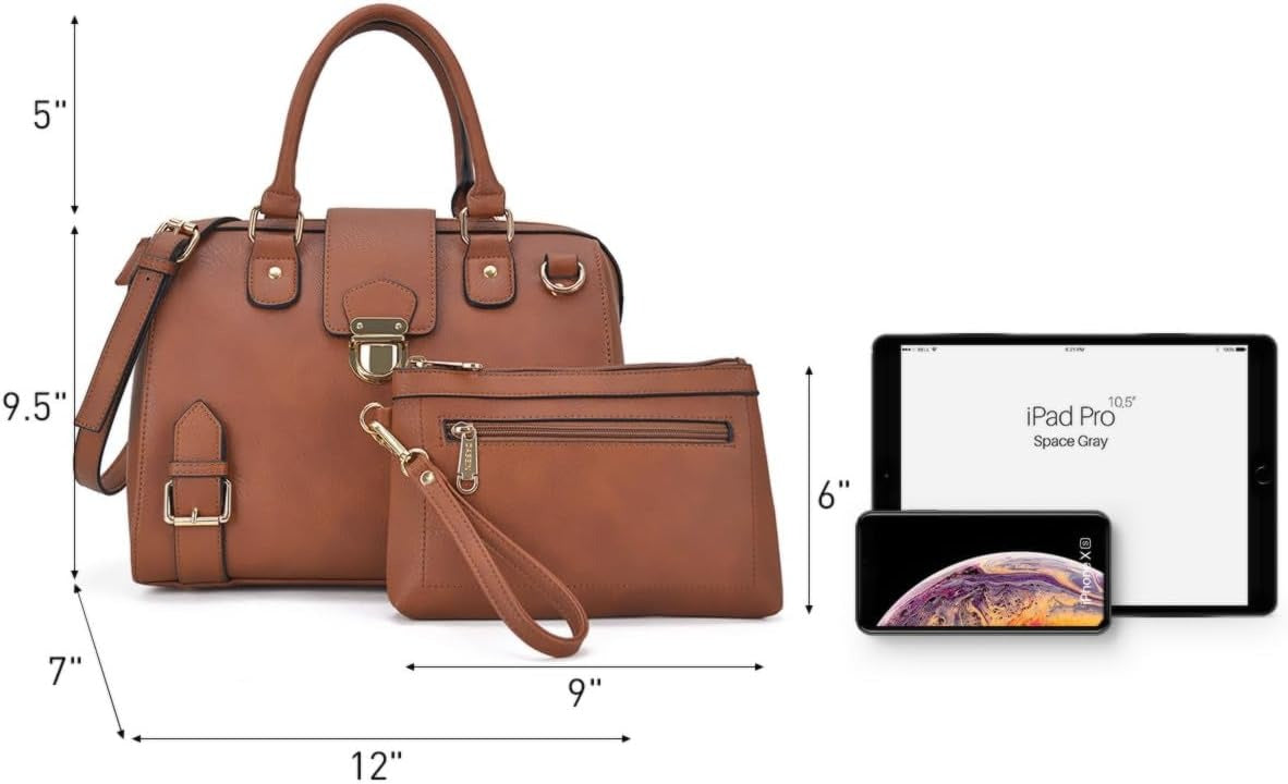 Women Barrel Handbags Fashion Satchel Bags Top Handle Shoulder Purses Vegan Leather Work Tote
