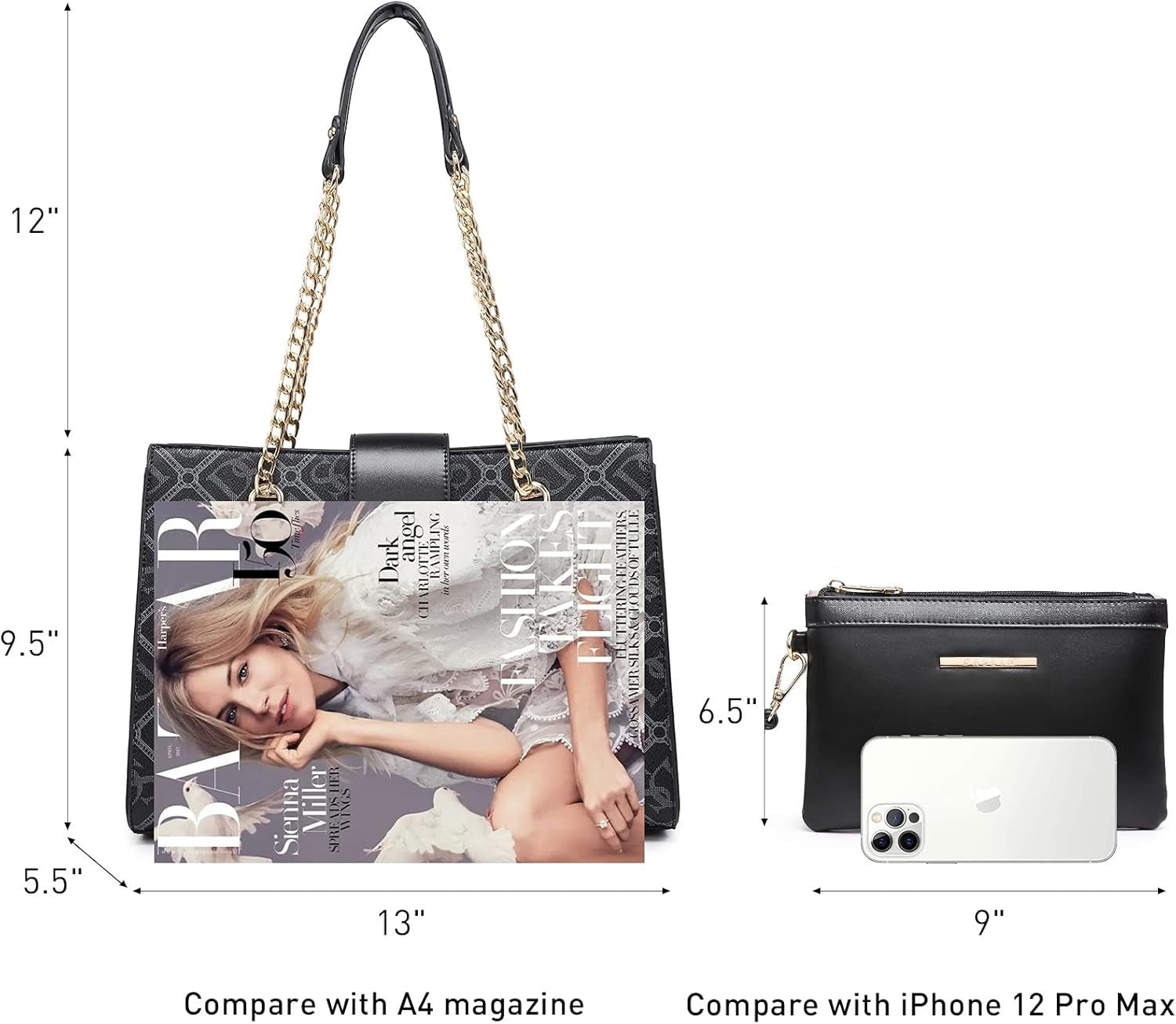 Leather Handbag Tote Hobo Bag for Women Shoulder Purse Top Handle Satchel Bag with Matching Clutch