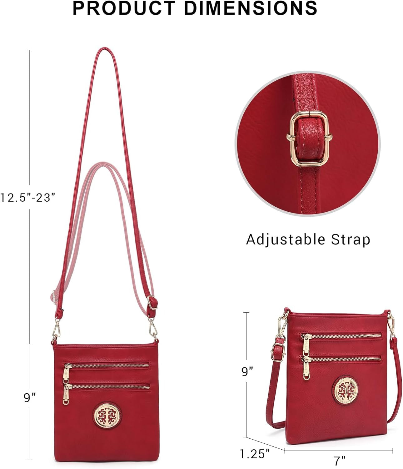 Women Small Crossbody Bag Lightweight Shoulder Purses Multi Zipper Pockets Phone Purse Handbag