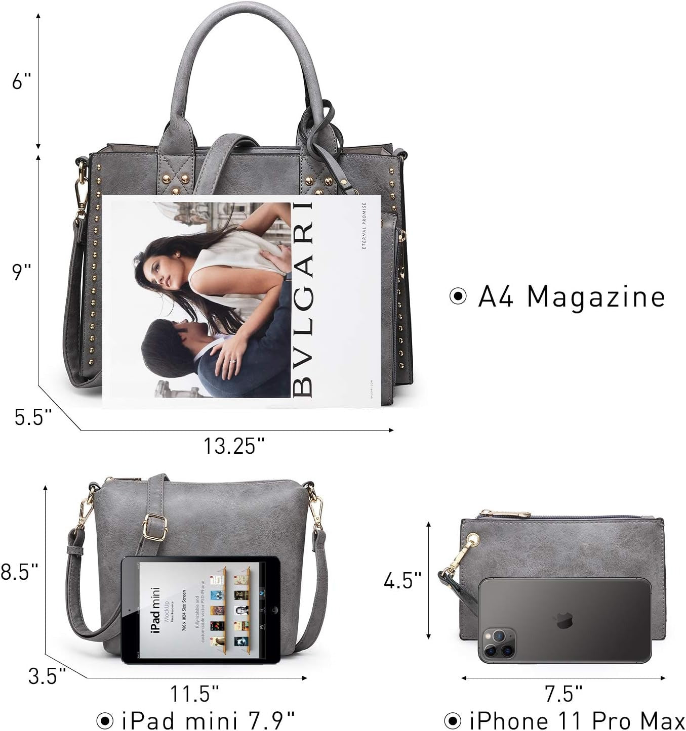 Purses Handbags for Women Tote Wallet Set Top Handle Satchel Shoulder Hobo Bag 3pcs