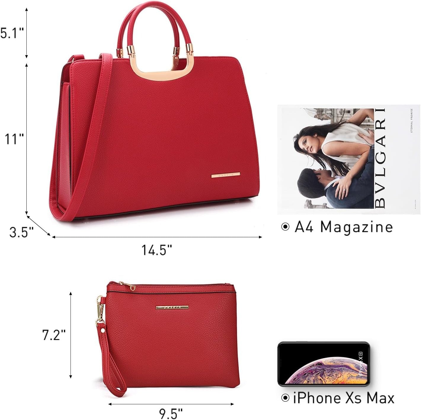 Womens Handbag Top Handle Shoulder Bag Tote Satchel Purse Work Bag with Matching Wallet