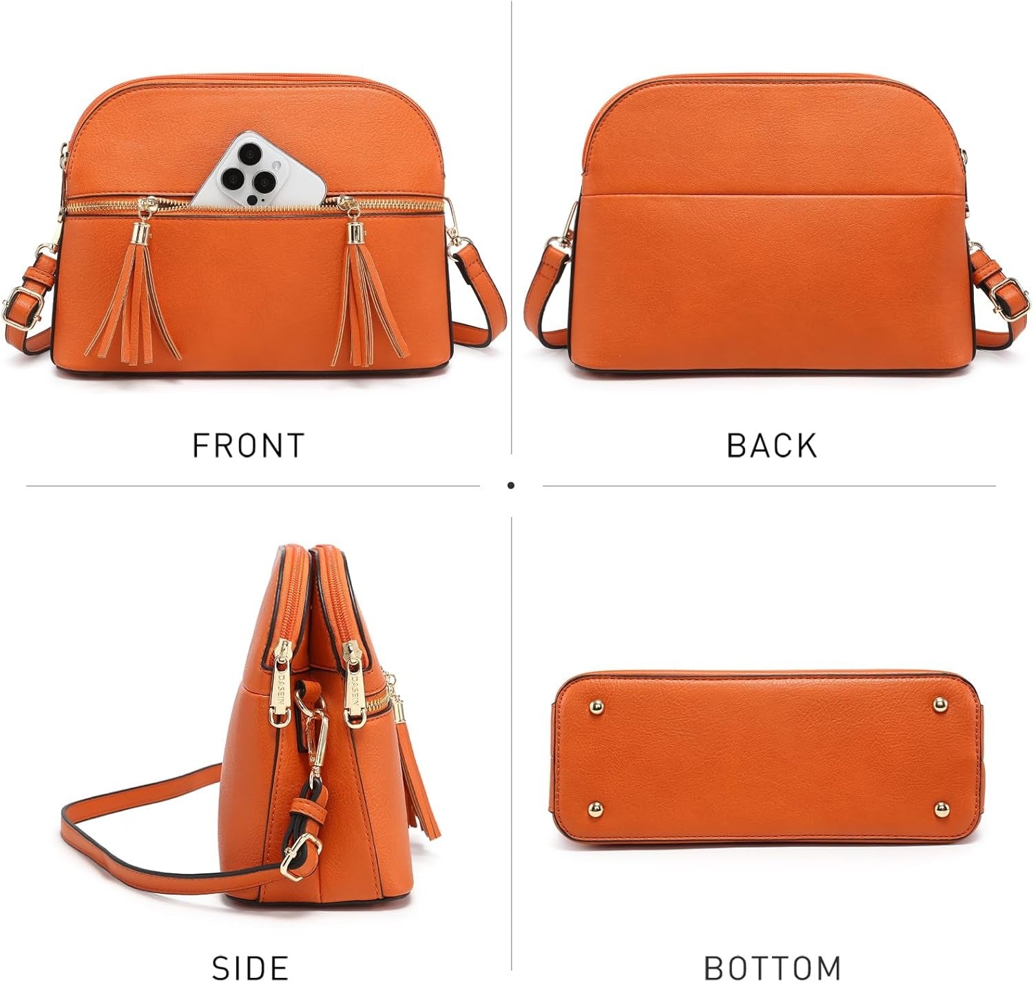 Women Tassel Zipper Pocket Crossbody Bag Shoulder Purse Fashion Travel Bag with Multi Pockets
