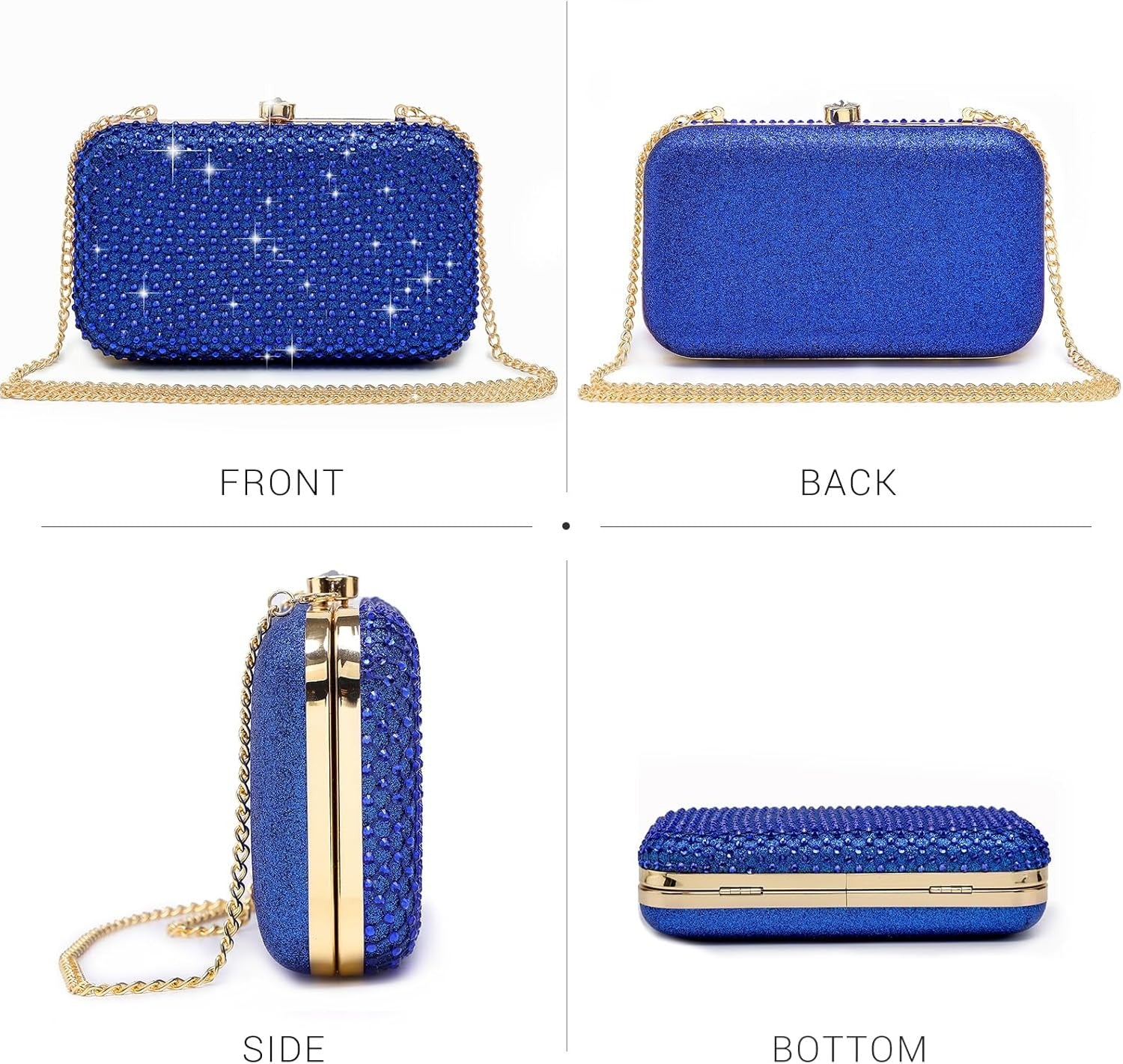 Womens Rhinestone Clutch Purse Sparkling Evening Bag with Crystal Clasp for Formal Prom Party Wedding