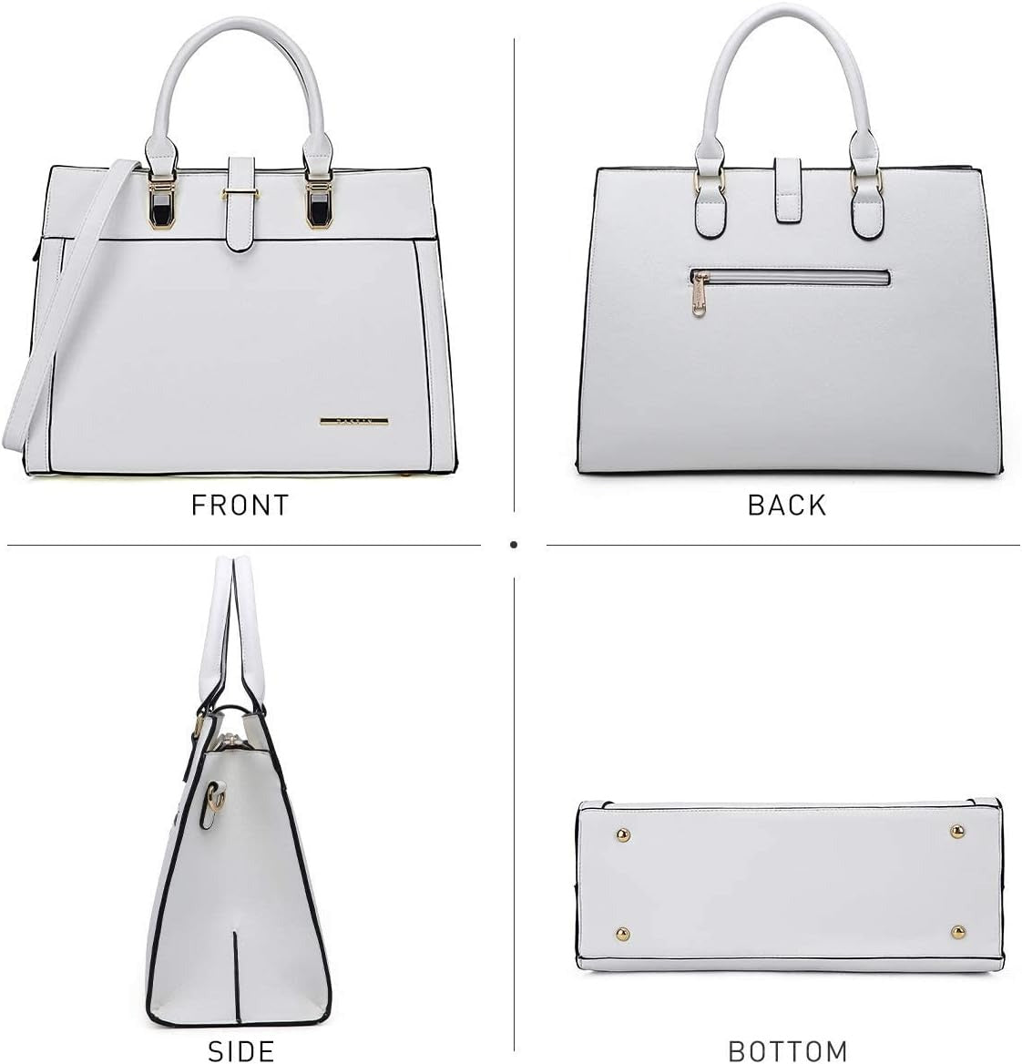 Women's Handbag Flap-over Belt Shoulder Bag Top Handle Tote Satchel Purse Work Bag w/Matching Wristlet