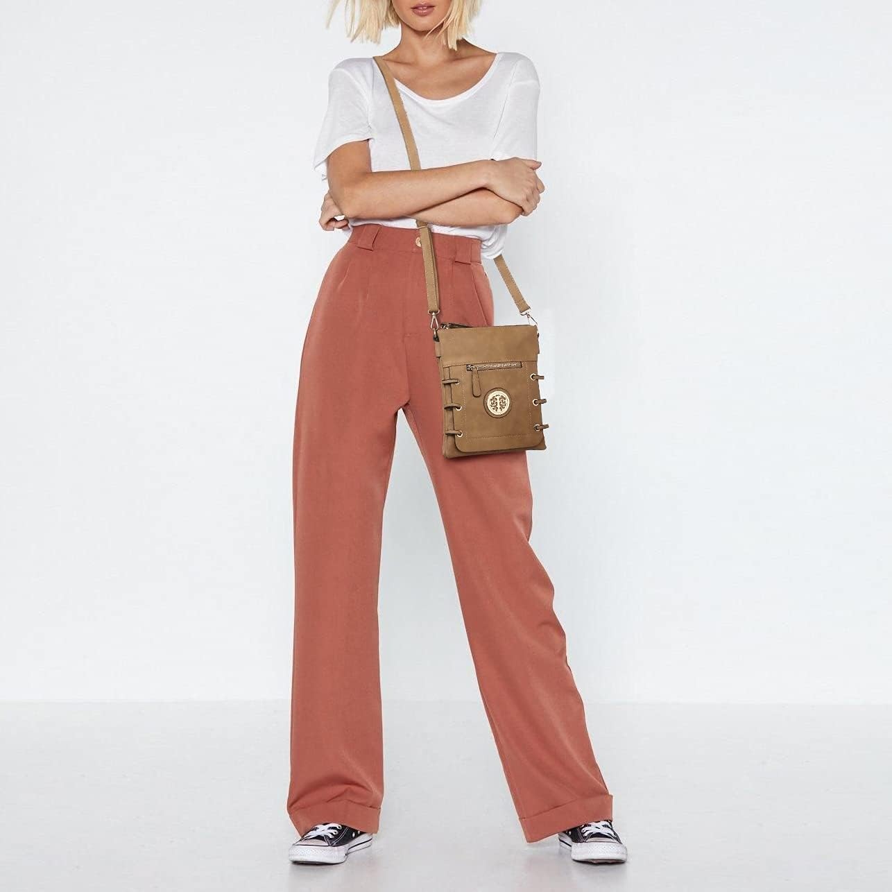 Women Lightweight Shoulder Purse Soft PU Leather Crossbody Bag Multi Pocket Travel Purses with Double Zipper