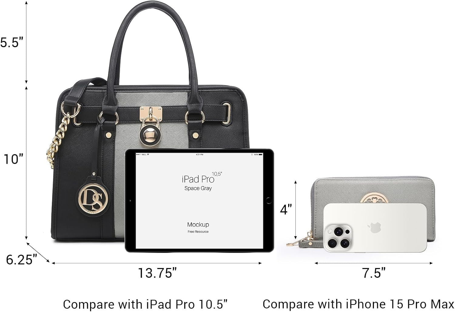 Handbags Purses Set for Women Top Handle Satchel Shoulder Bags Large Work Tote Bag with Matching Wallet