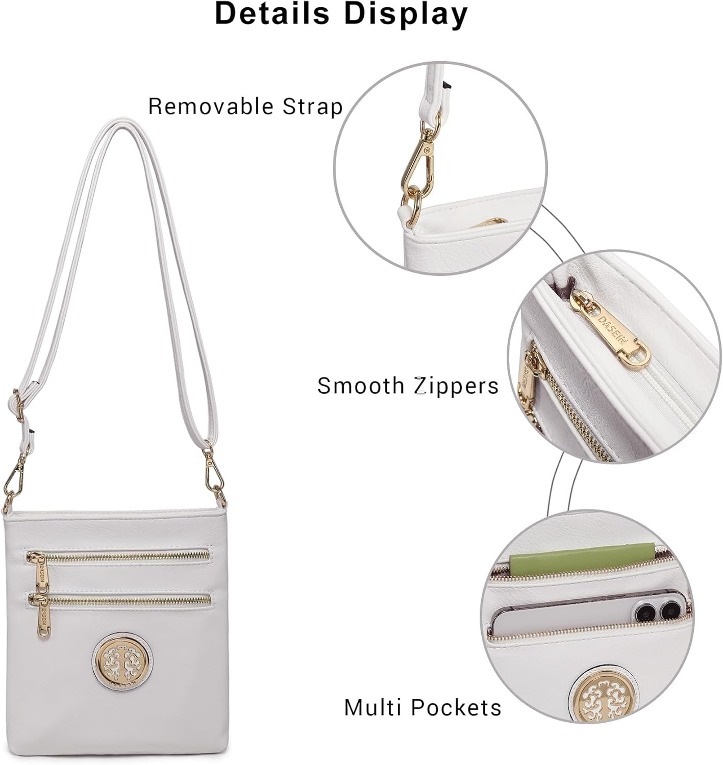 Women Small Crossbody Bag Lightweight Shoulder Purses Multi Zipper Pockets Phone Purse Handbag