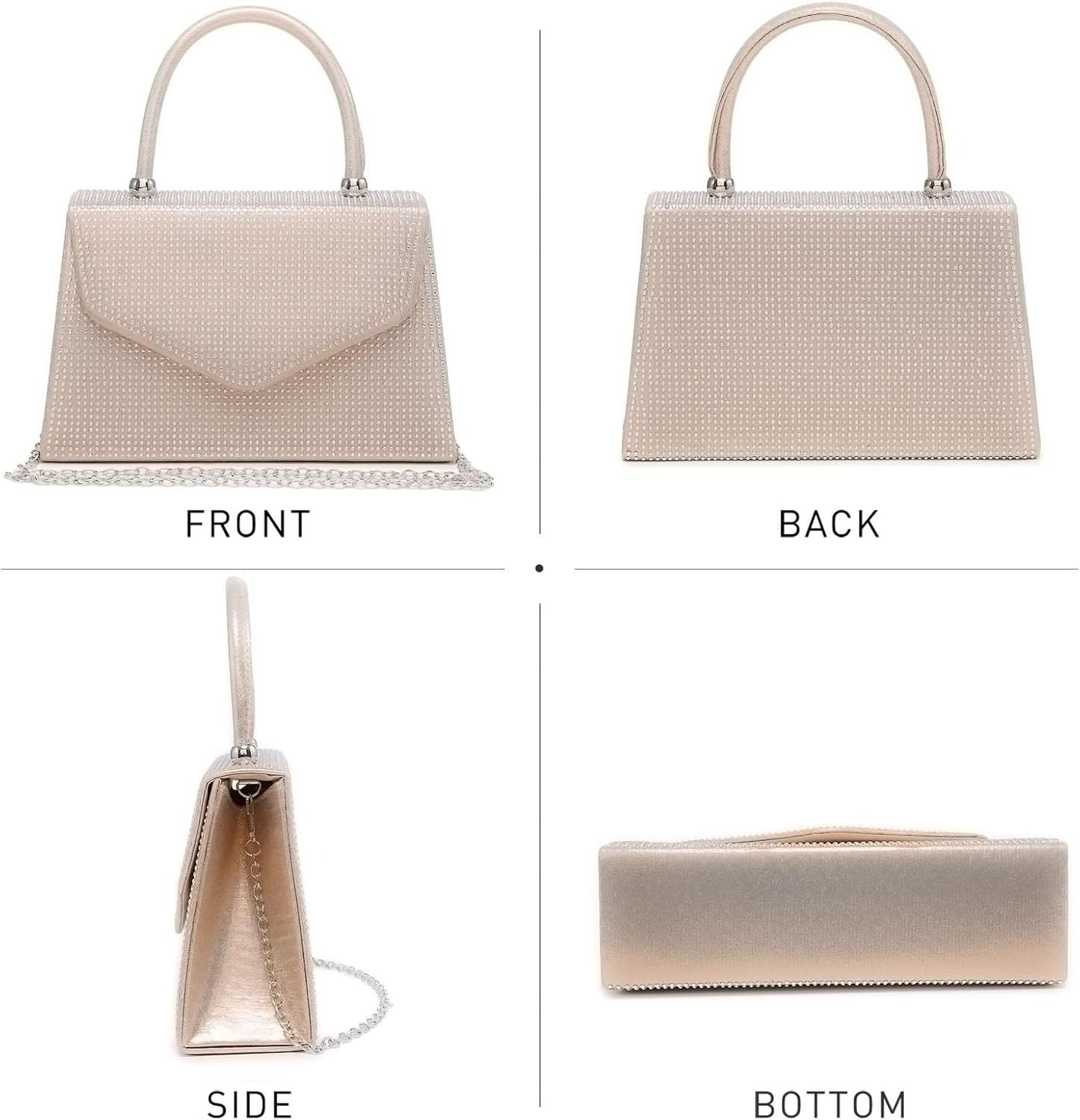 Women's Evening Bag Party Clutches Wedding Purses Cocktail Prom Handbags with Frosted Glittering