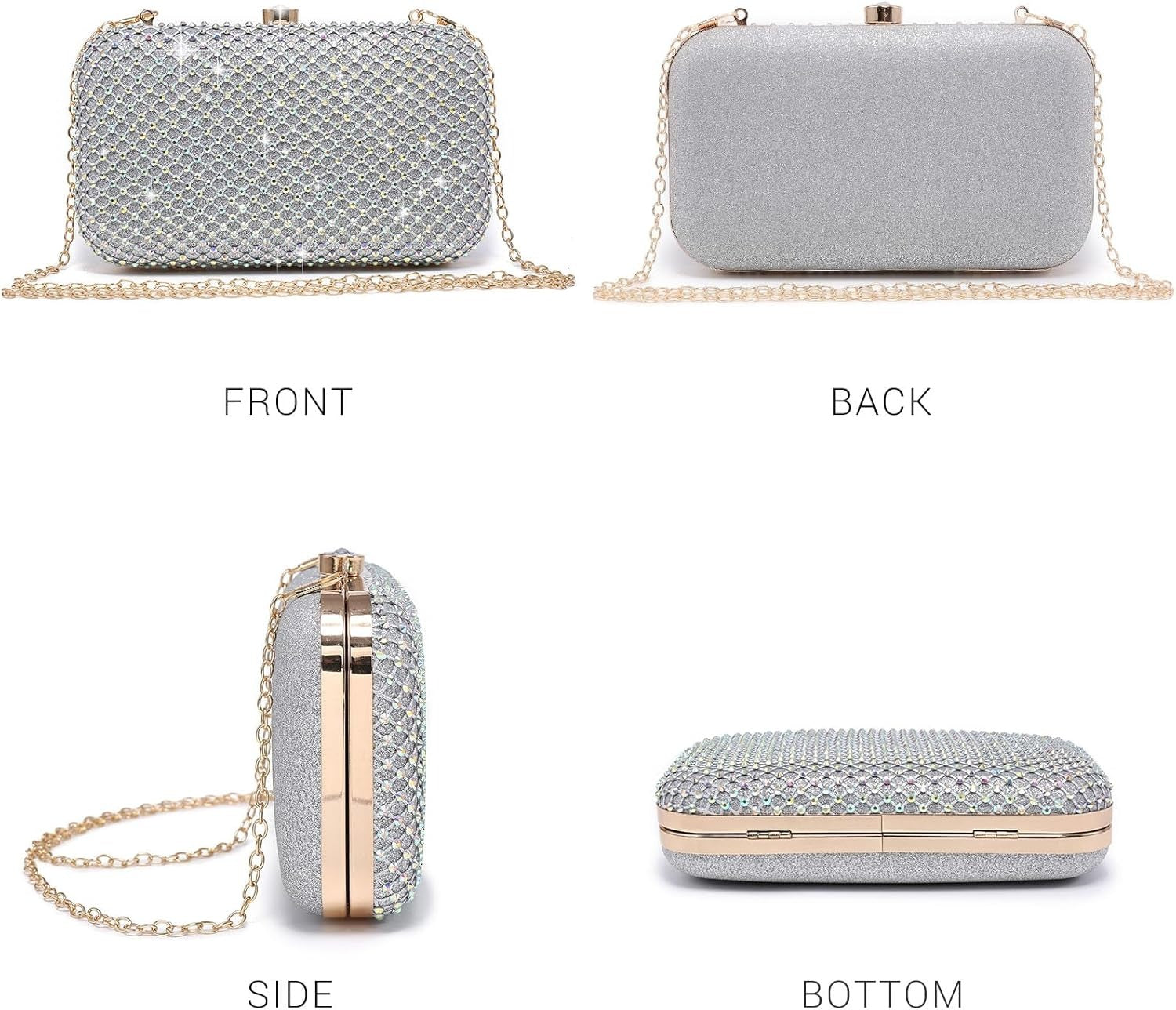 Womens Rhinestone Clutch Purse Sparkling Evening Bag with Crystal Clasp for Formal Prom Party Wedding