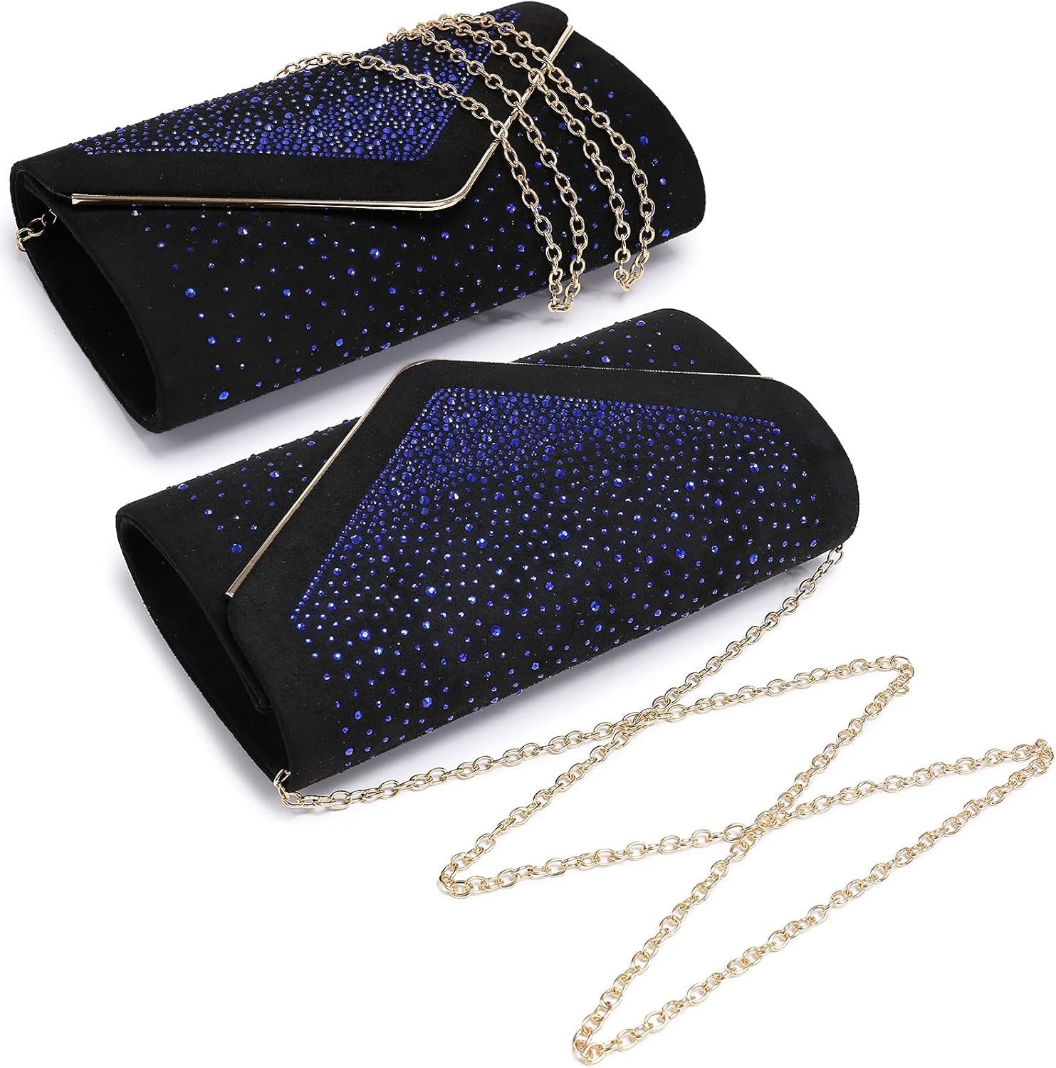 Women Rhinestone Evening Bag Faux Suede Clutch Formal Party Sparkly Purses Cocktail Wedding Handbag