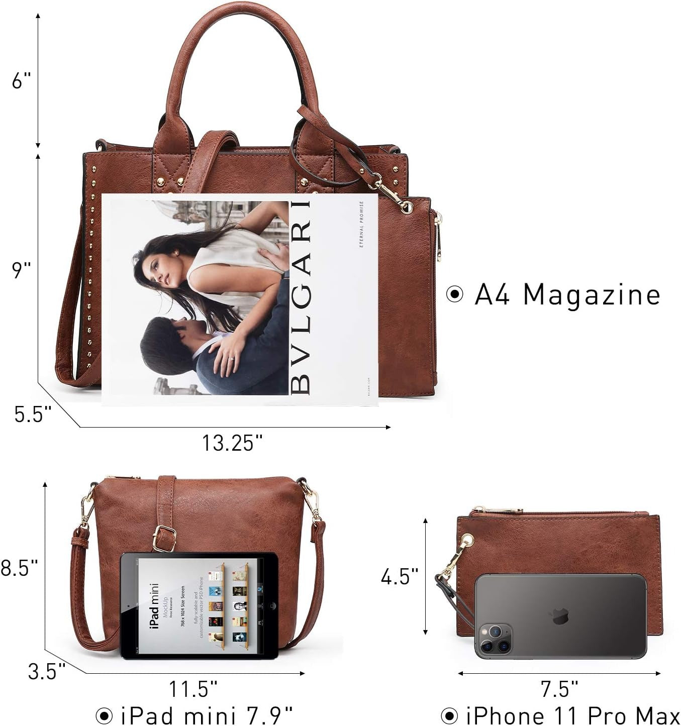 Purses Handbags for Women Tote Wallet Set Top Handle Satchel Shoulder Hobo Bag 3pcs