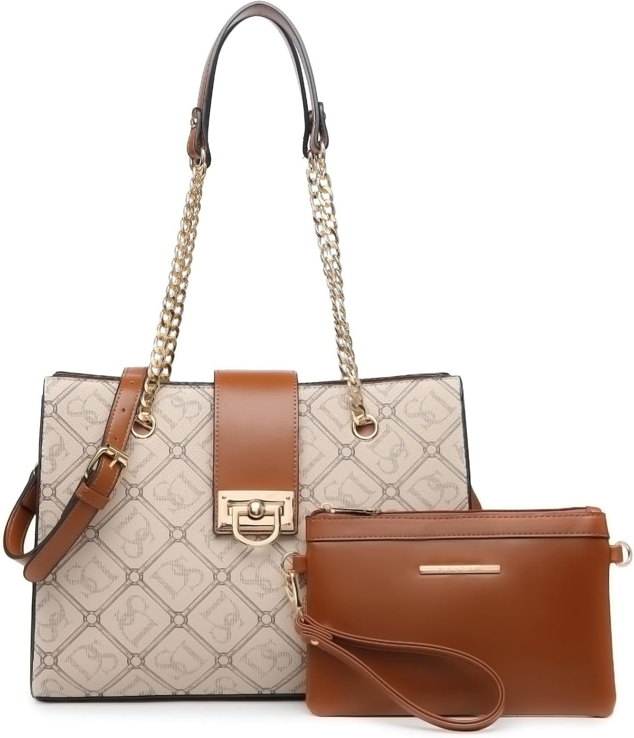 Leather Handbag Tote Hobo Bag for Women Shoulder Purse Top Handle Satchel Bag with Matching Clutch