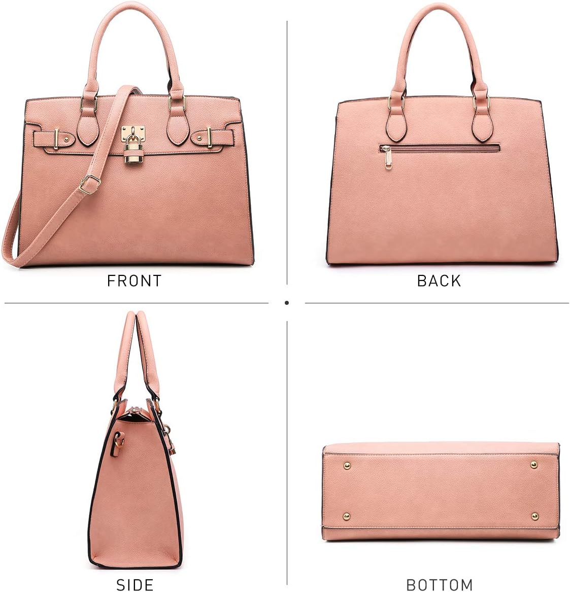 Women Handbags and Purses Ladies Shoulder Bag Top Handle Satchel Tote Work Bag with Matching Clutch