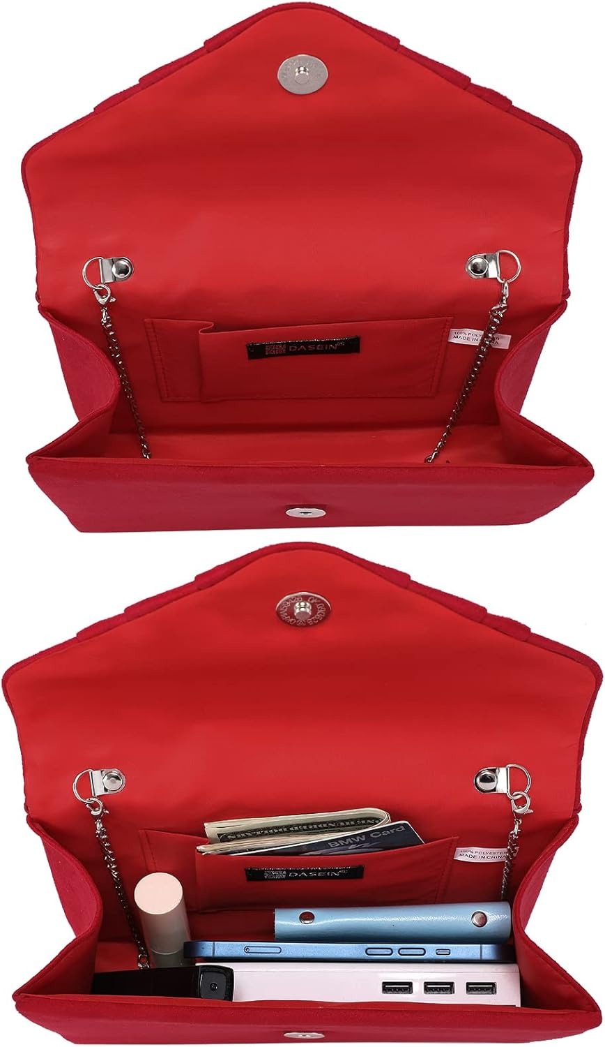 Women's Evening Bag Pleated Envelope Clutch Handbag Wedding Party Bridal Purse