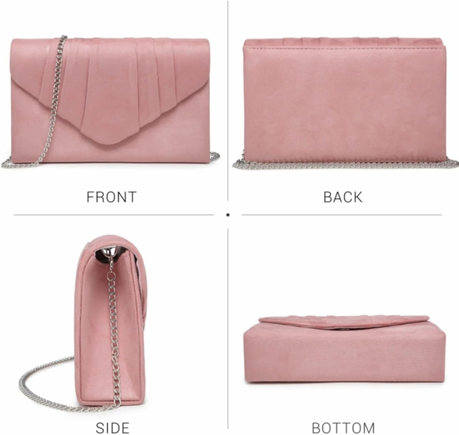 Women's Evening Bag Pleated Envelope Clutch Handbag Wedding Party Bridal Purse