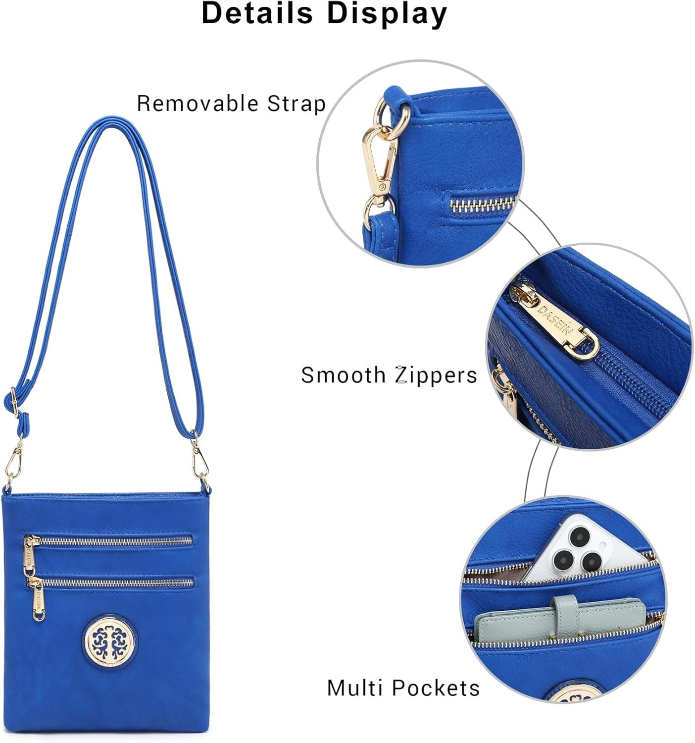 Women Small Crossbody Bag Lightweight Shoulder Purses Multi Zipper Pockets Phone Purse Handbag