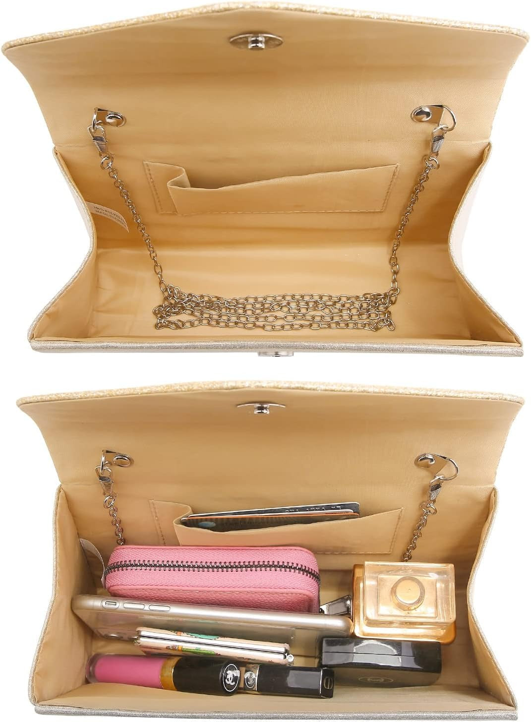 Women's Evening Bag Party Clutches Wedding Purses Cocktail Prom Handbags with Frosted Glittering