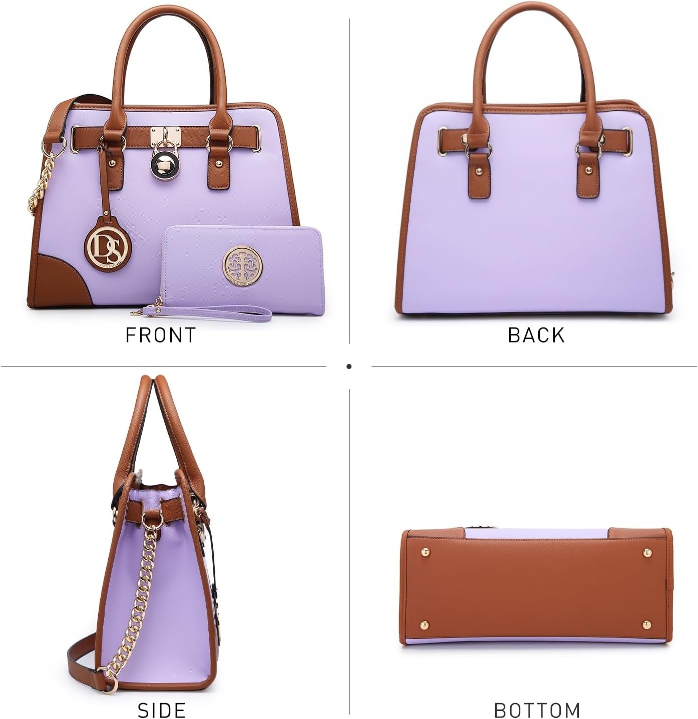 Women Handbags Top Handle Satchel Purse Shoulder Bag Hobo Bag Work Bag Set 2pcs